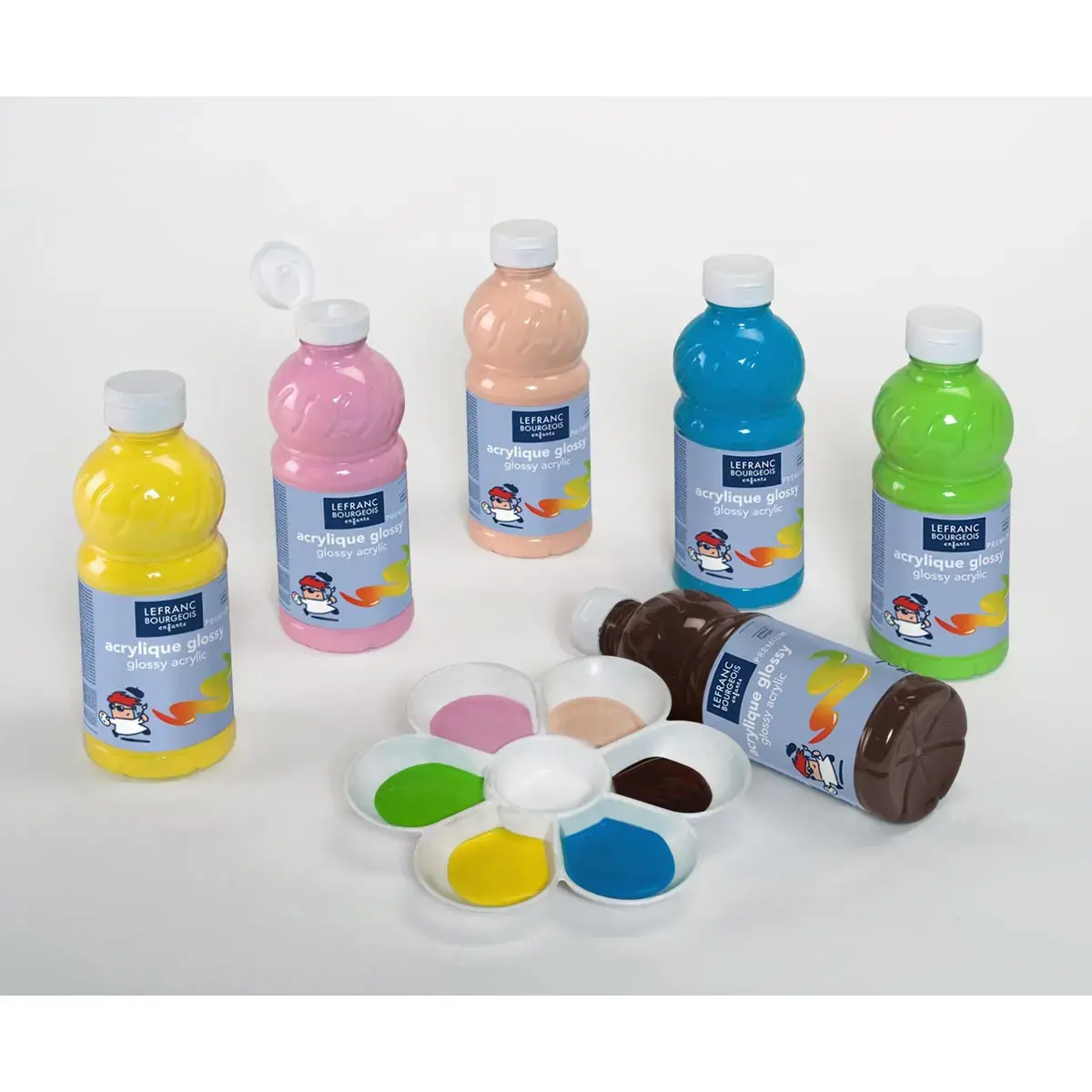 Peinture acrylique glossy fluide 6 flacons 500ml - Lefranc bourgeois photo du produit