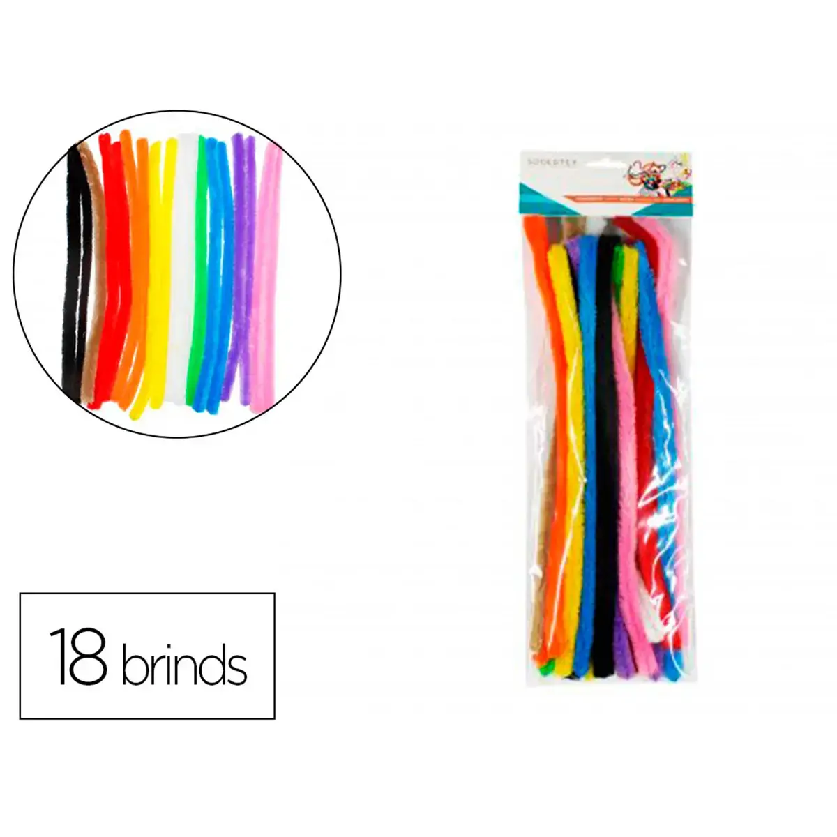 Pack chenilles loolipo 15mmx300mm 18 brins 10 coloris assortis - Sodertex loolipo photo du produit