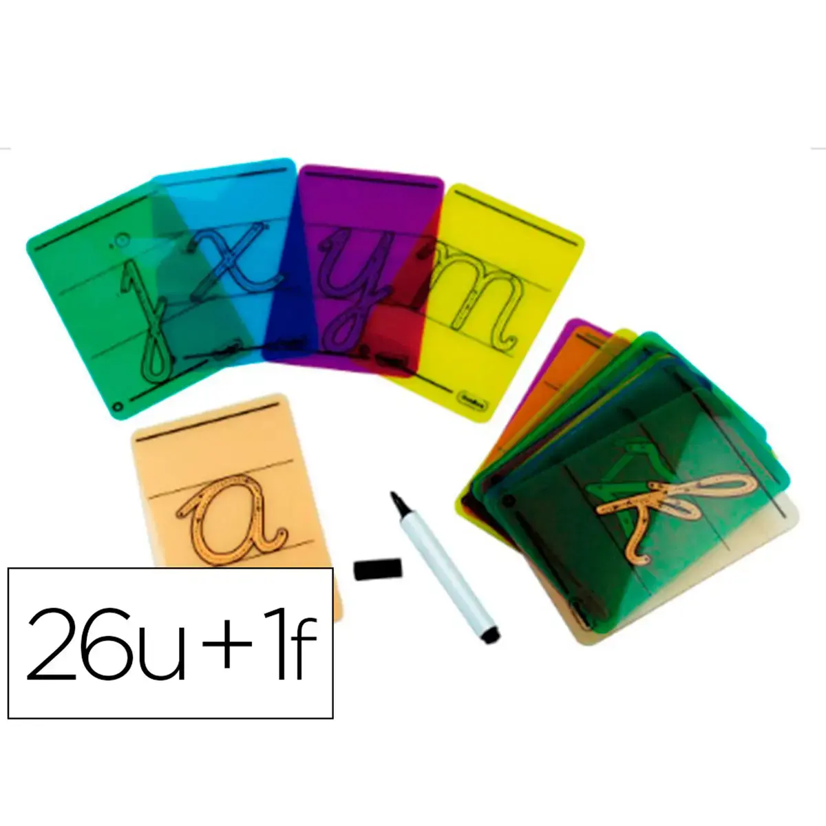 Carte lettres a tracer majuscules plastique translucide 26 unit&eacute;s - Culture club photo du produit