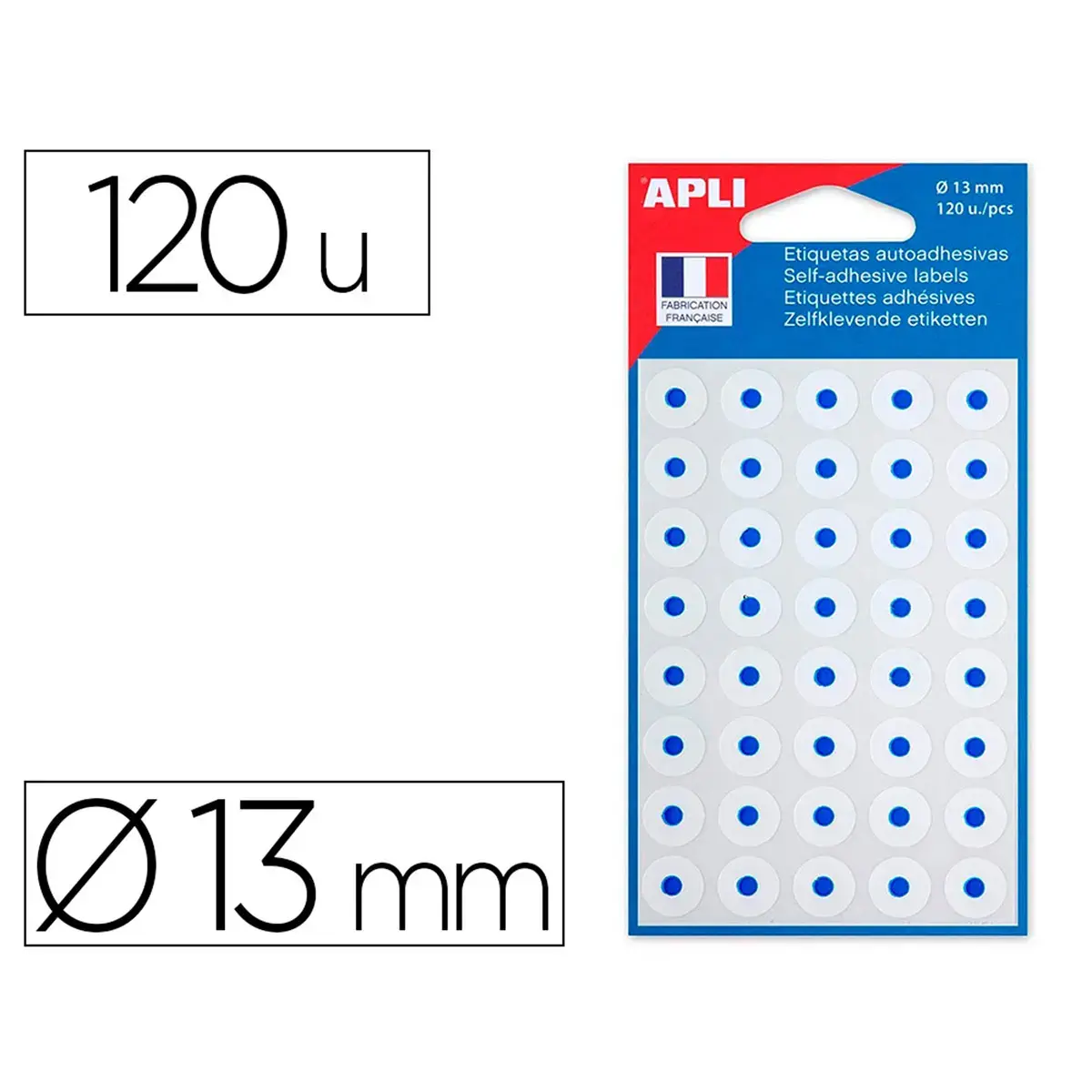 Oeillet adhesif agipa 13mm renforcement documents 120 u - Apli photo du produit