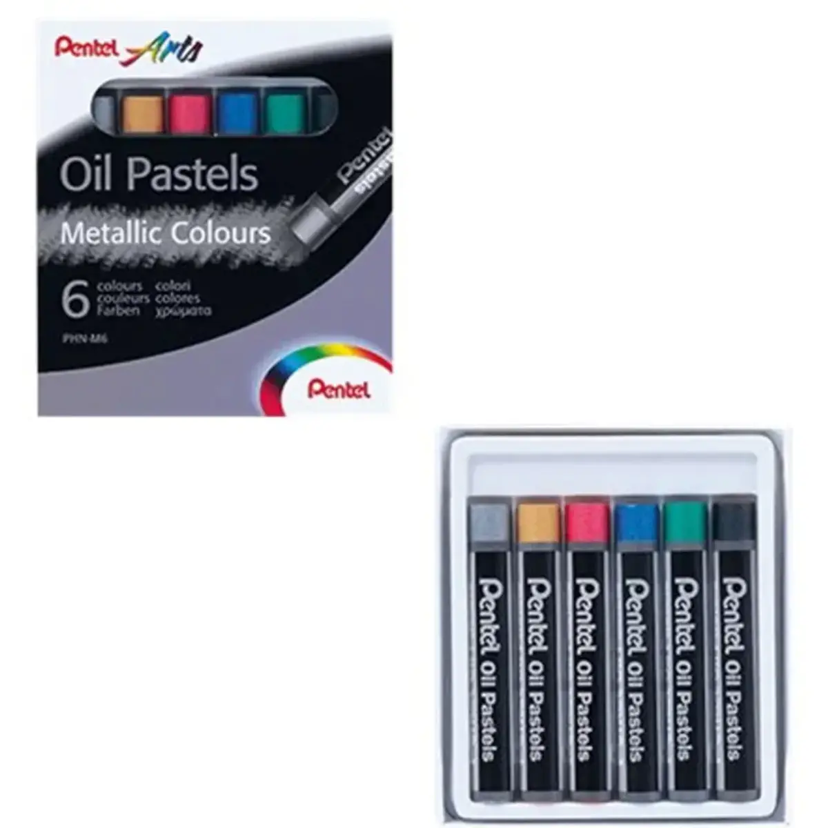 Pastel huile arts corps rond enrobage papier metallises 6 - Pentel photo du produit