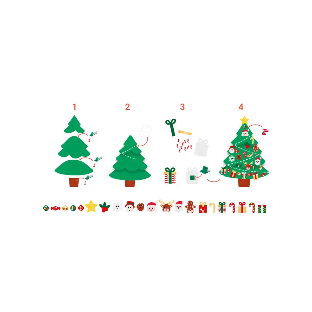 Sapin de noël sodertex géant en feutrine 95x77 cm avec accessoires - Sodertex loolipo photo du produit