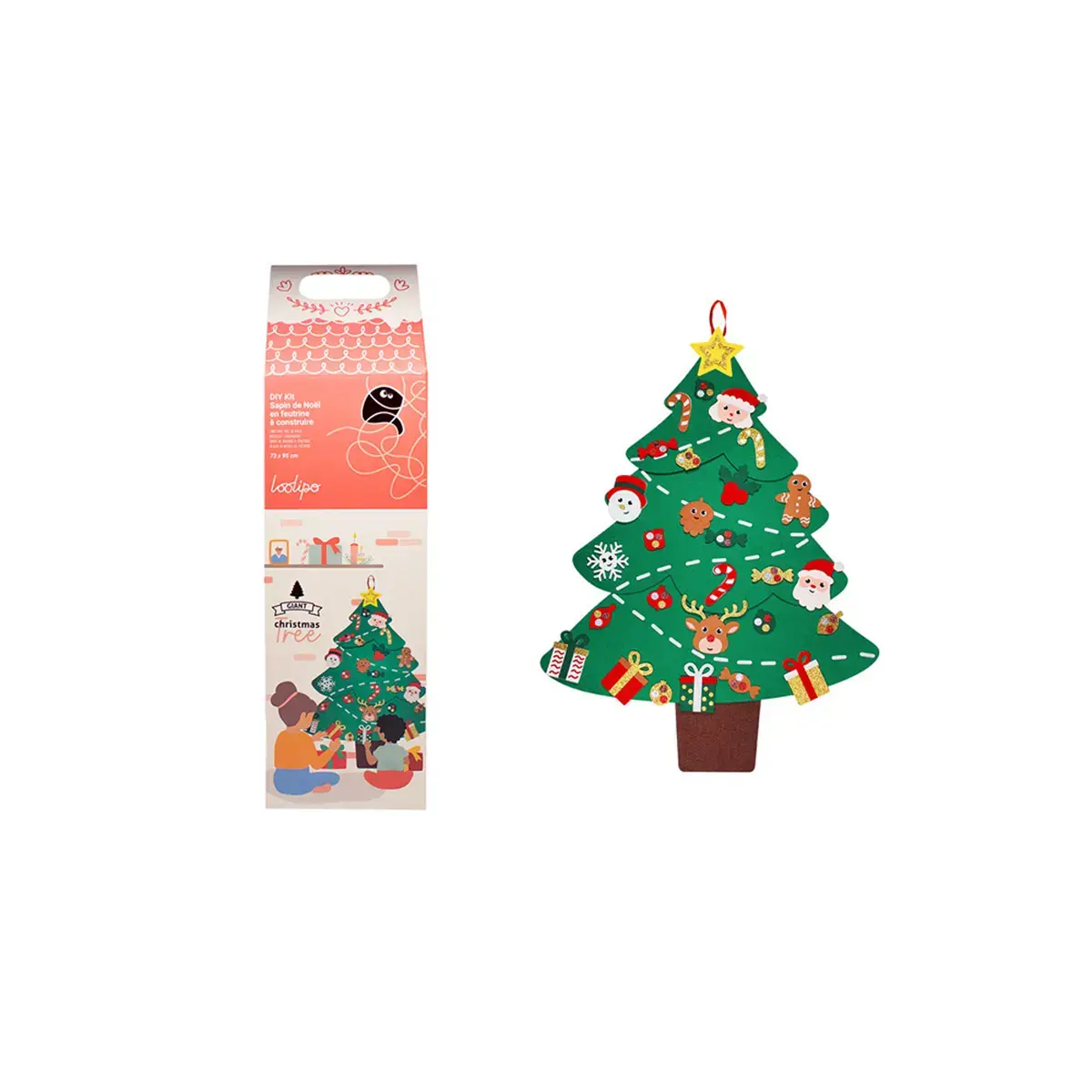 Sapin de noël sodertex géant en feutrine 95x77 cm avec accessoires - Sodertex loolipo photo du produit