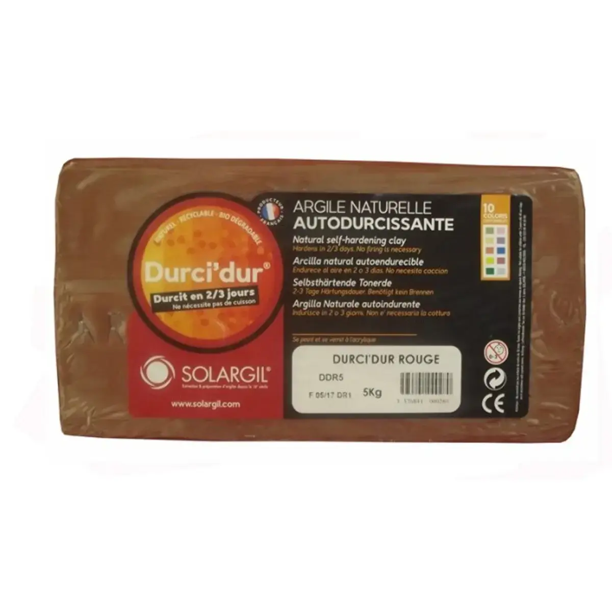 Argile autodurcissante durci'dur rouge 5kg - Solargil photo du produit