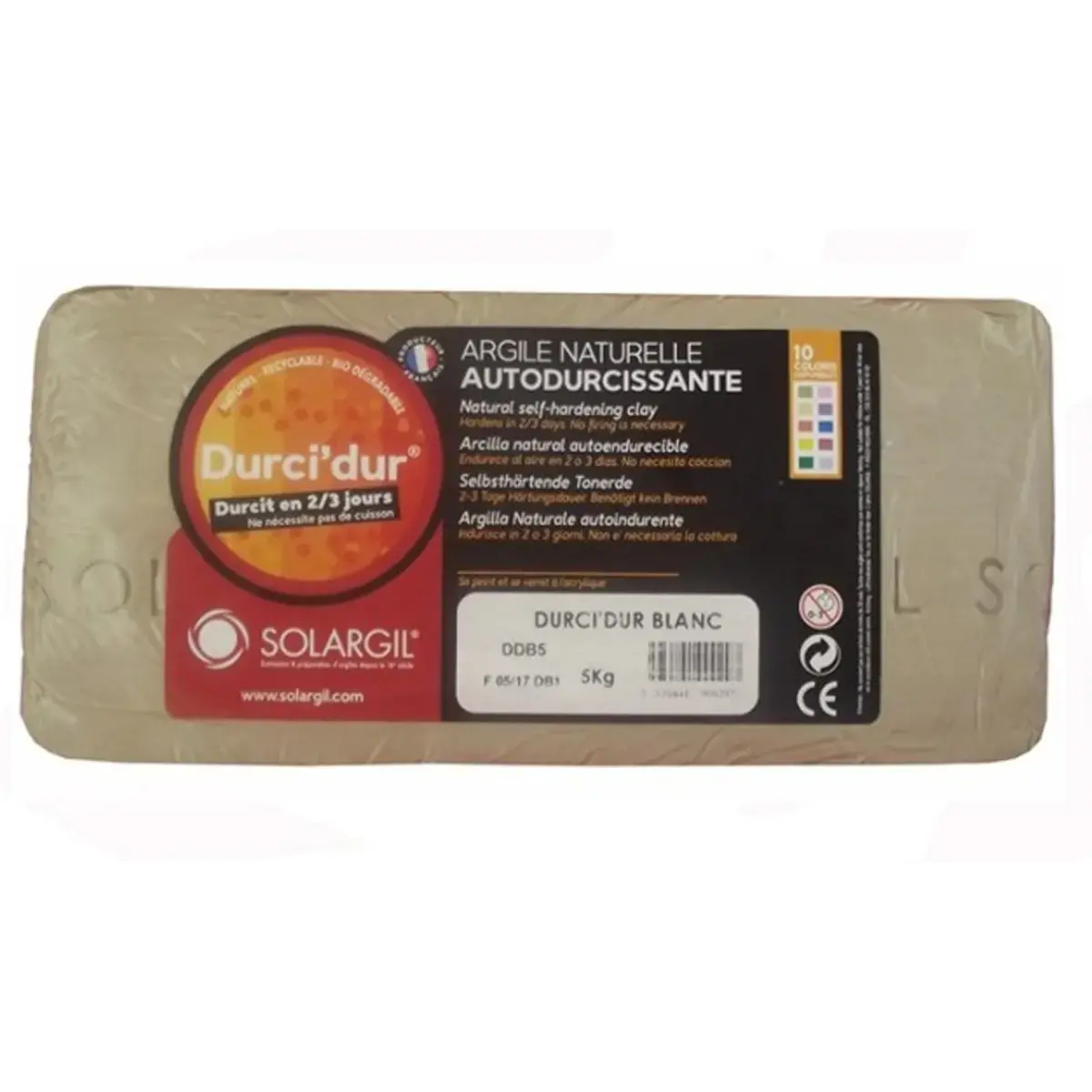 Argile autodurcissante durci'dur blanc 5kg - Solargil photo du produit