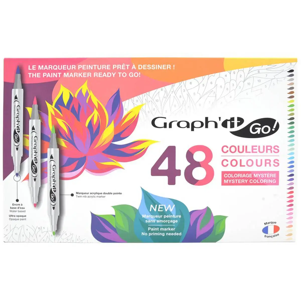 GRAPH'IT GO SET DE 48 MARQUEURS ACRYLIQUE COLORIAGE MYSTÈRE photo du produit