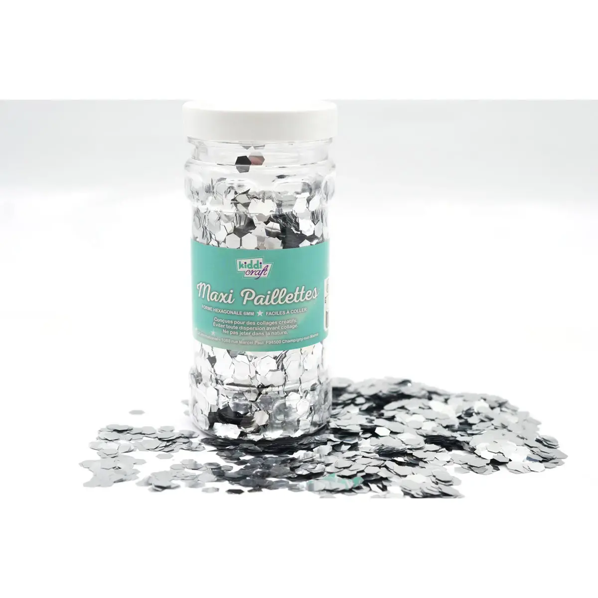 PAILLETTES NID D'ABEILLE 100G EN POT PLASTIQUE - ARGENT photo du produit