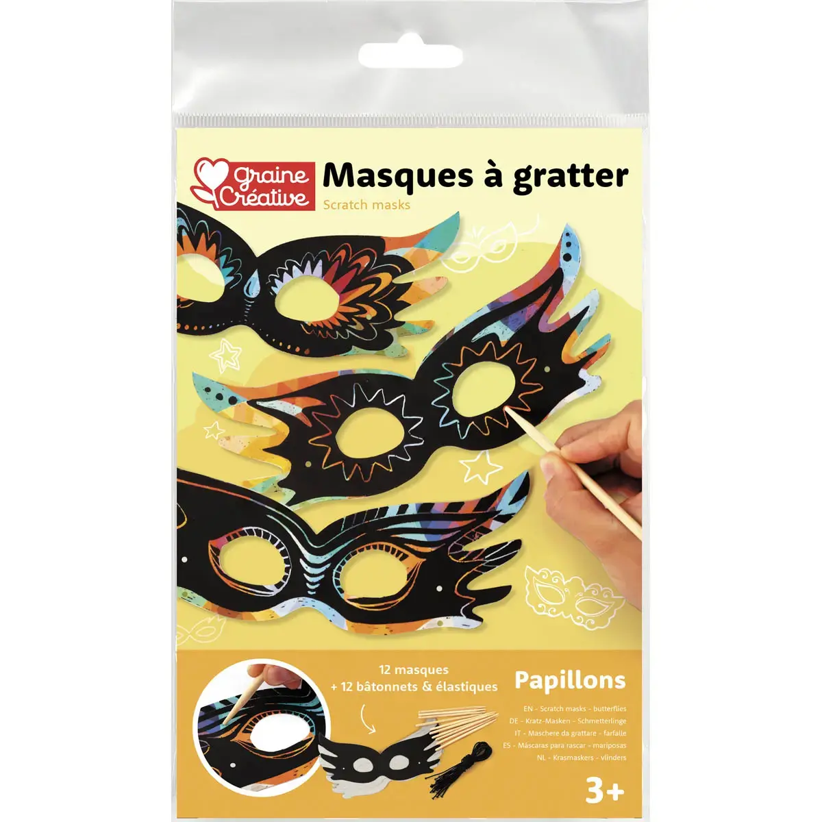 SACHET 12 MASQUES A GRATTER + GRATTOIRS photo du produit