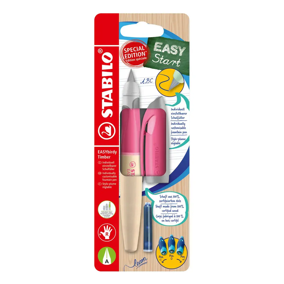 Stylo-plume EASYbirdy droitier + 1 cl&eacute; de r&eacute;glage Stabilo photo du produit