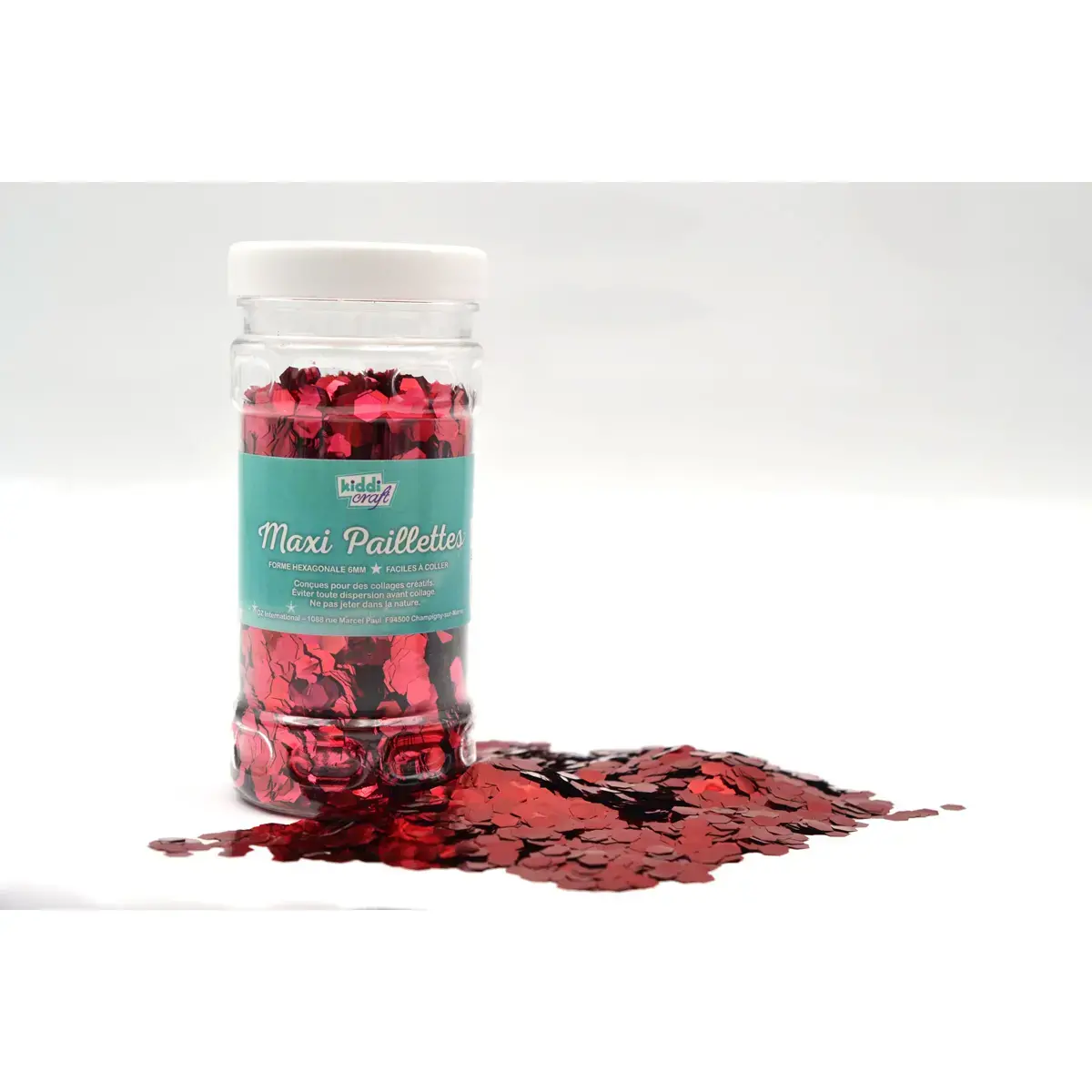 PAILLETTES NID D'ABEILLE 100G EN POT PLASTIQUE - ROUGE photo du produit