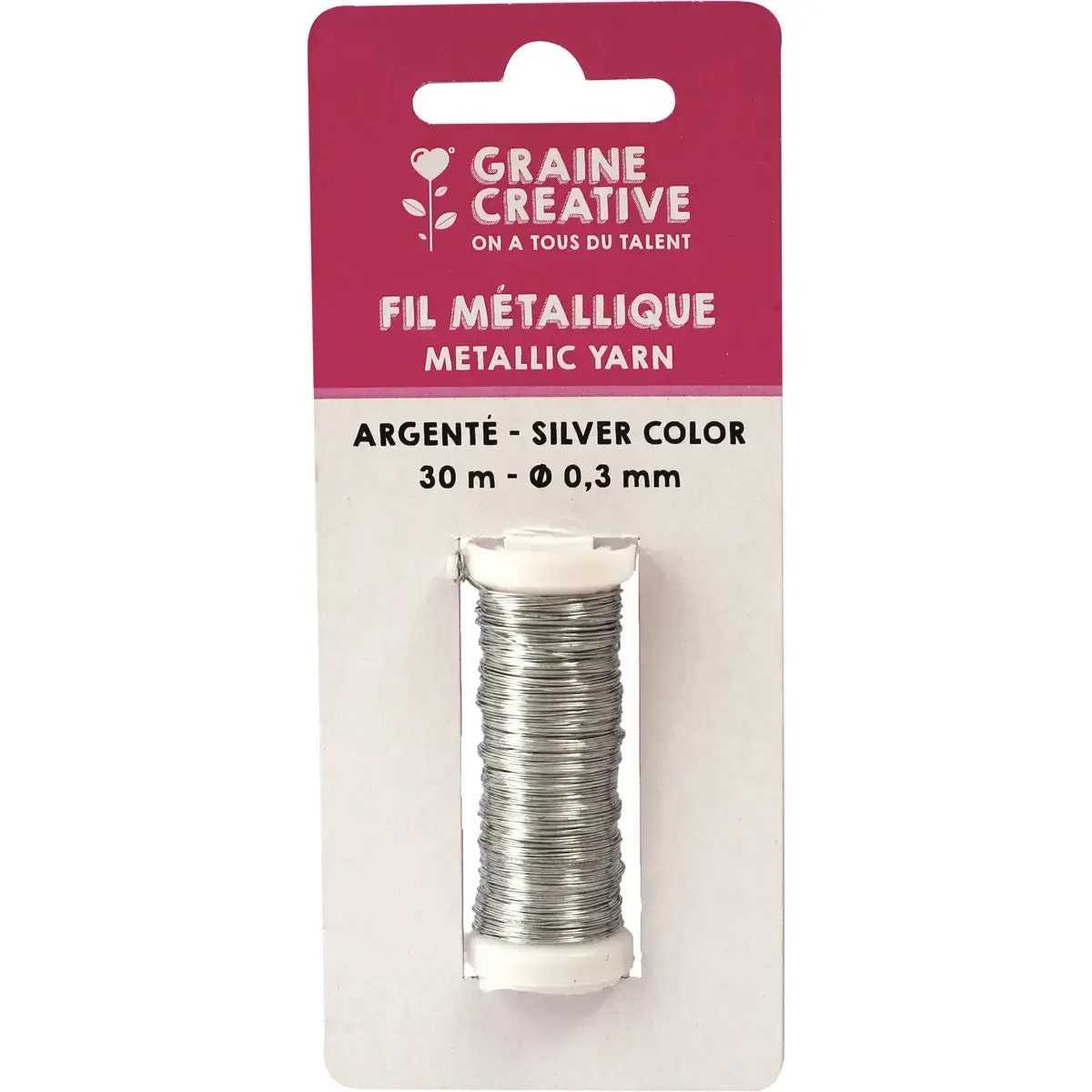 BOBINE FIL METALLIQUE 30 M DIAM 0,3 ARGENTE photo du produit
