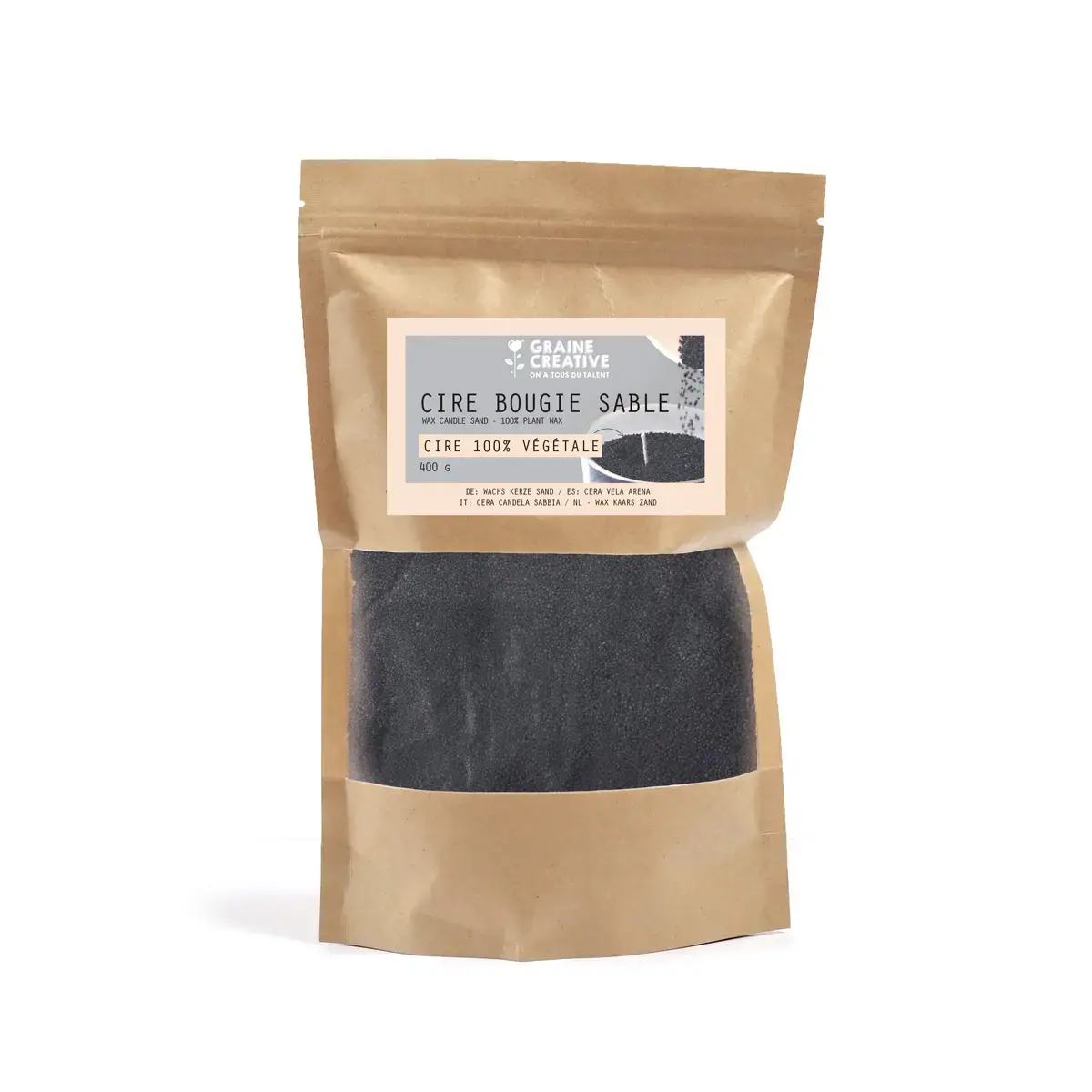 CIRE VEGETALE BOUGIE SABLE NOIR 400 GR photo du produit