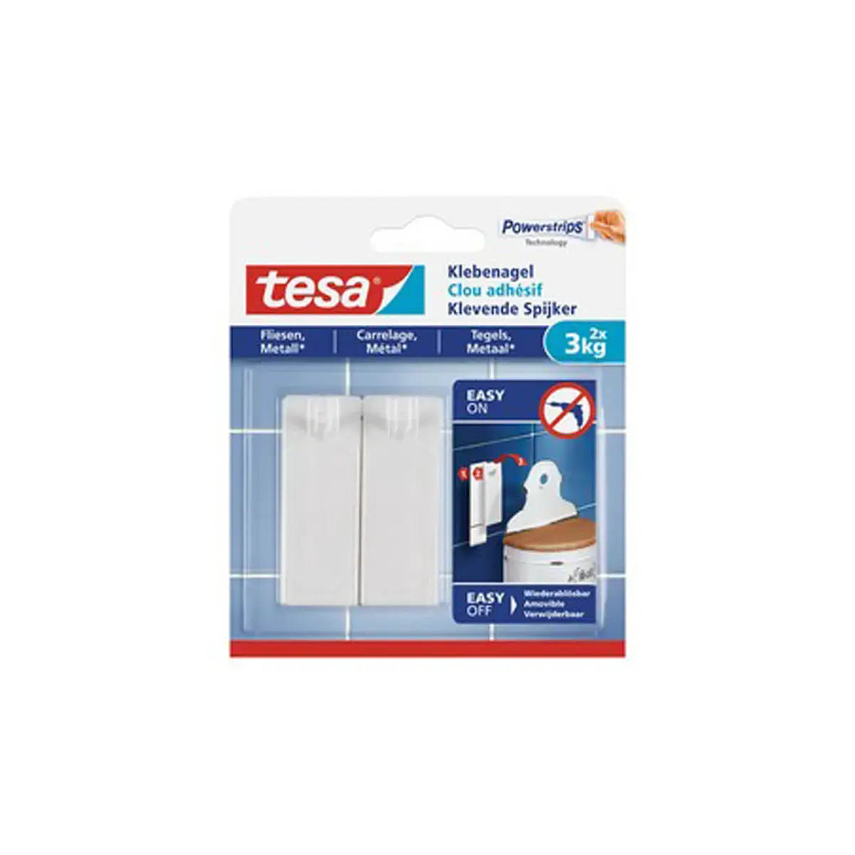 Powerstrips Clou adh&eacute;sif pour carrelage et m&eacute;tal, 3,0 - Tesa photo du produit