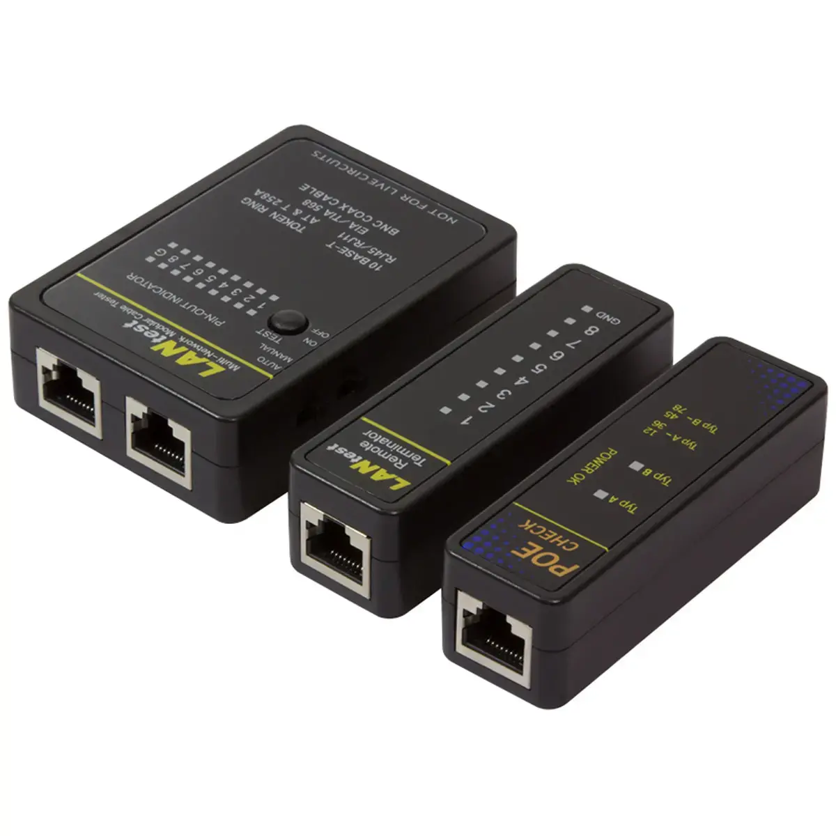 Testeur de c&acirc;ble r&eacute;seau avec PoE Finder, noir - Logilink photo du produit