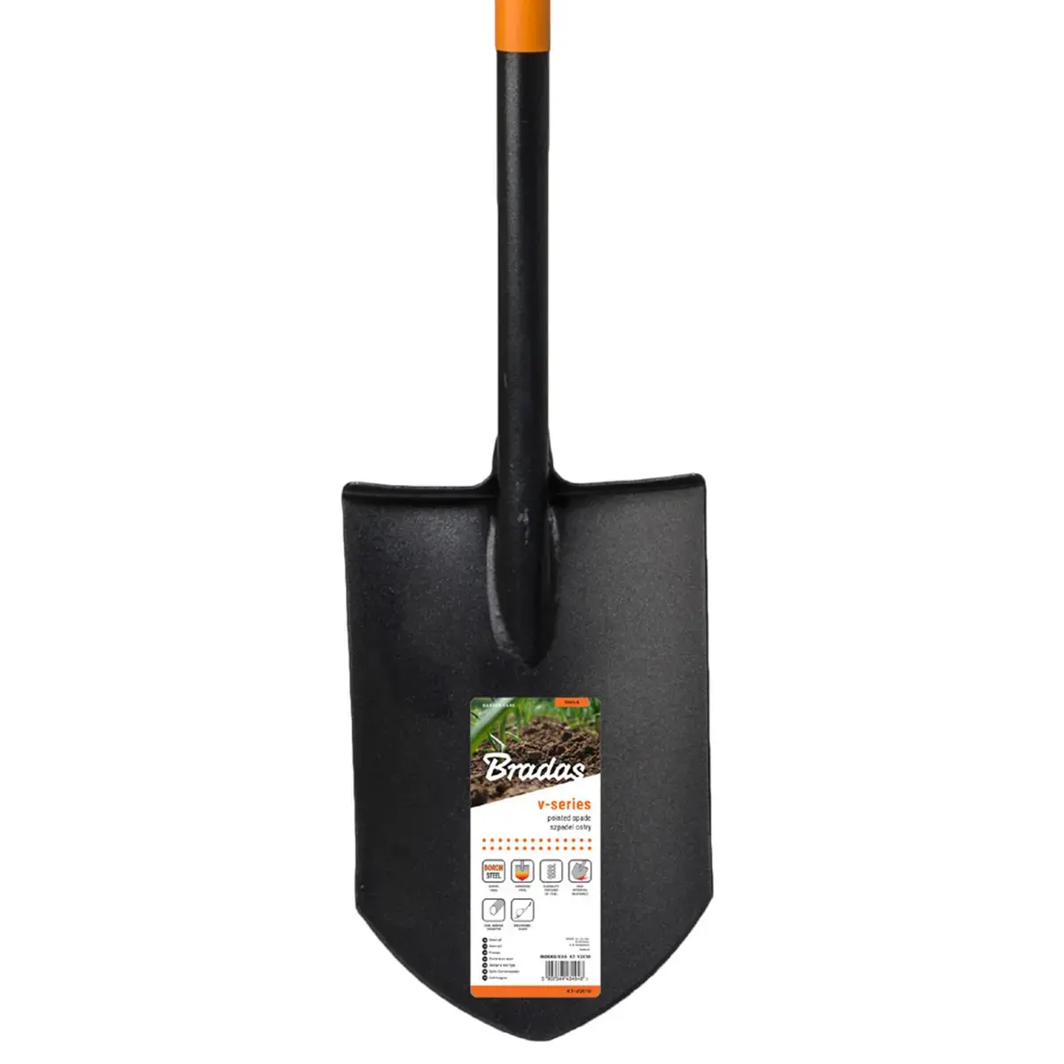 Bêche pointue, longueur : 1.250 mm, noir/orange - Bradas photo du produit