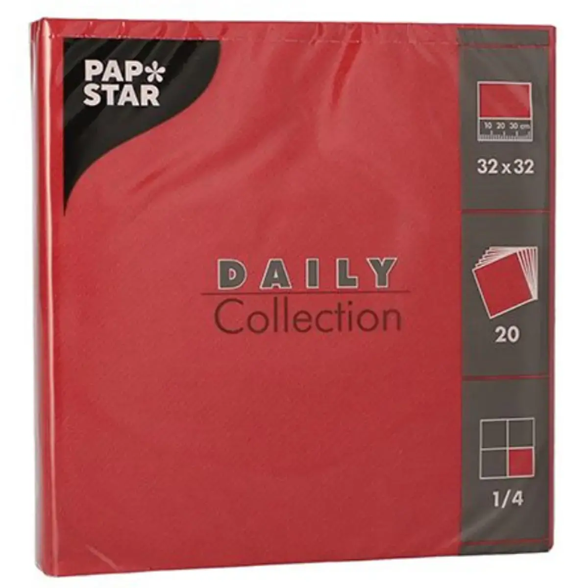 Serviettes - 320 x 320 mm - 3 couches - Bordeaux - Papstar photo du produit