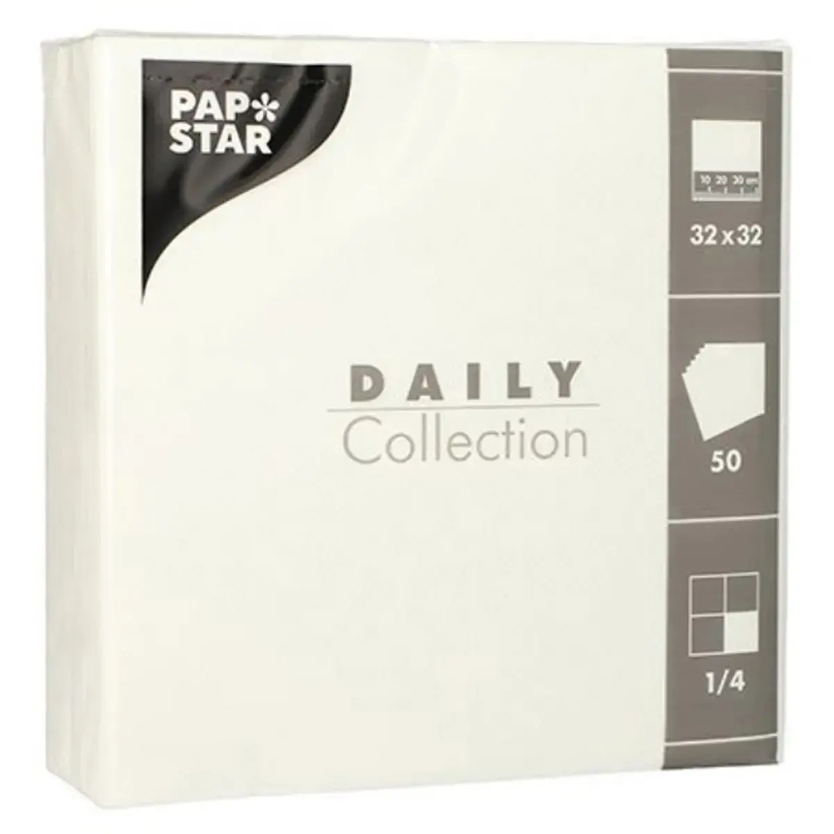 Serviettes - 320 x 320 mm - 3 couches - Blanc - Papstar photo du produit