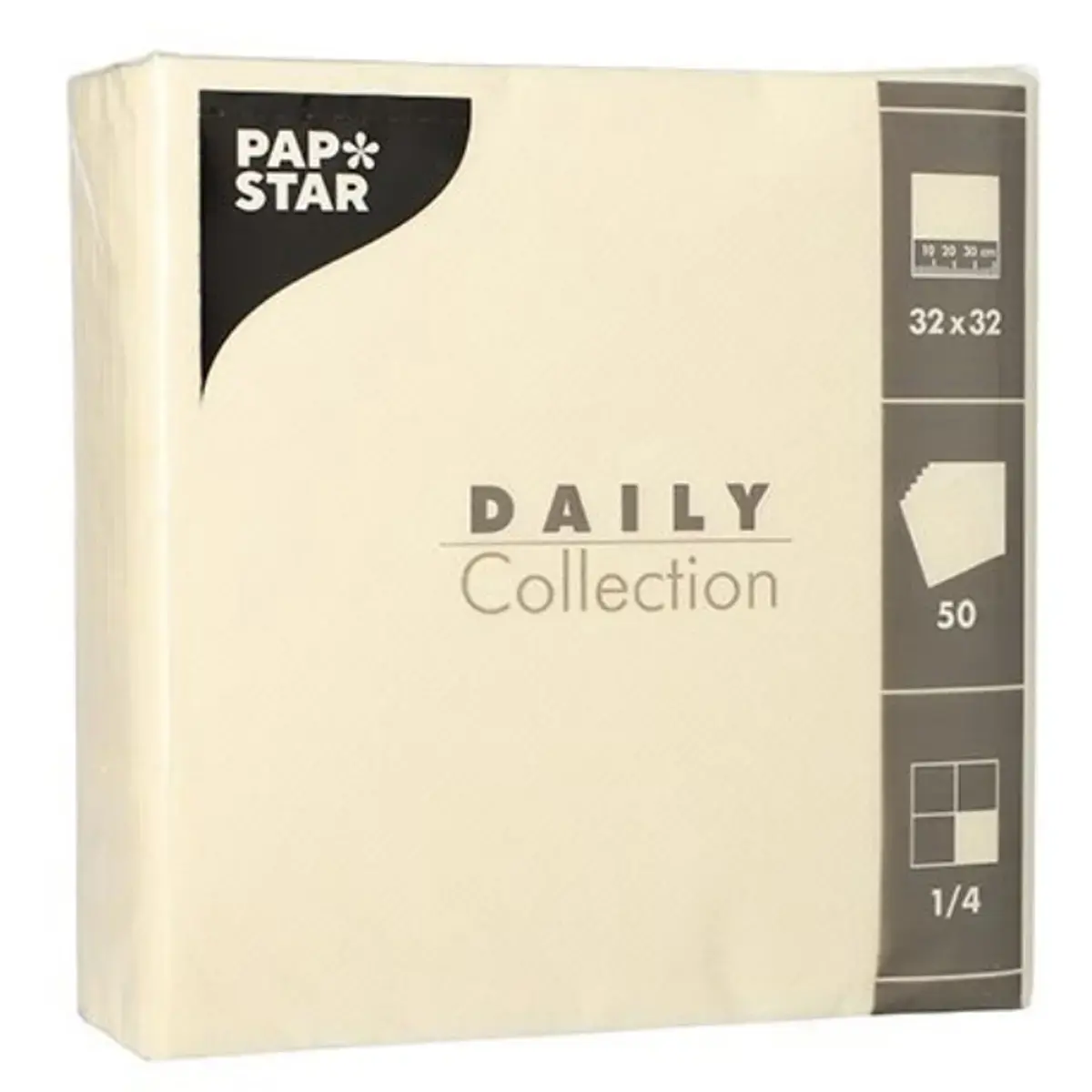 Serviettes - 320 x 320 mm - 3 couches - Blanc - Papstar photo du produit