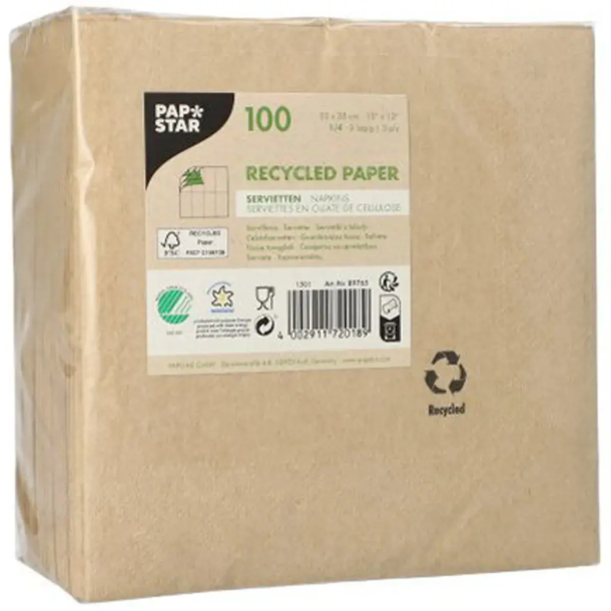 Serviette, 330 x 330 mm, 3 couches, naturel - Papstar photo du produit
