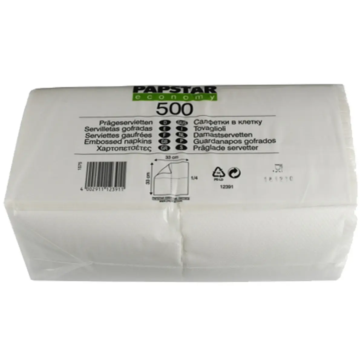 Serviette, 330 x 330 mm, 1 couche, blanc - Papstar photo du produit