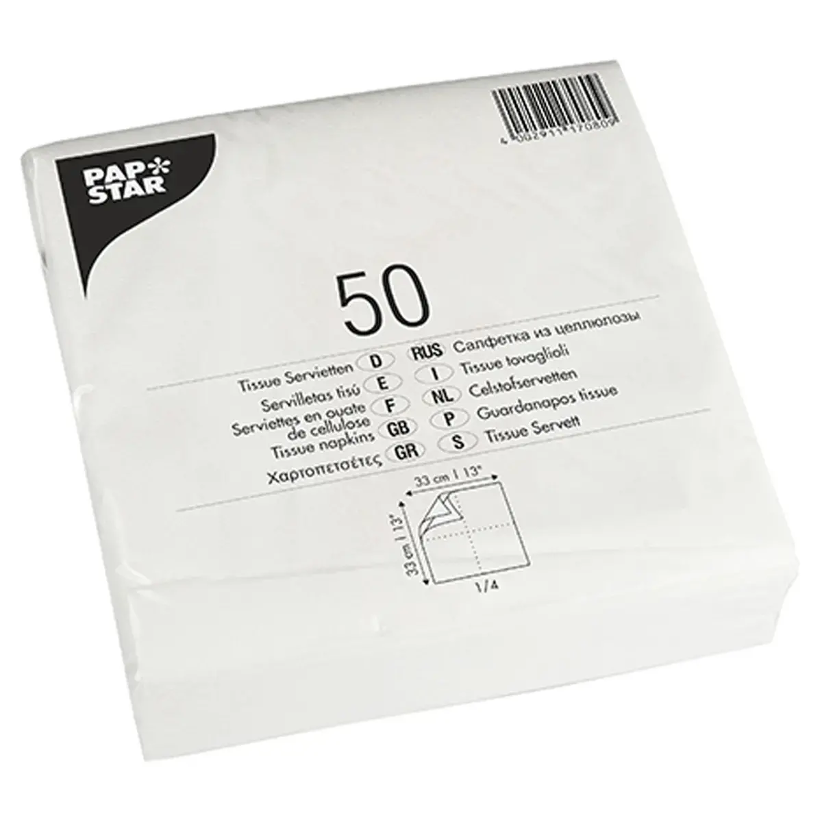 Serviette, 330 x 330 mm, 2 couches, blanc - Papstar photo du produit