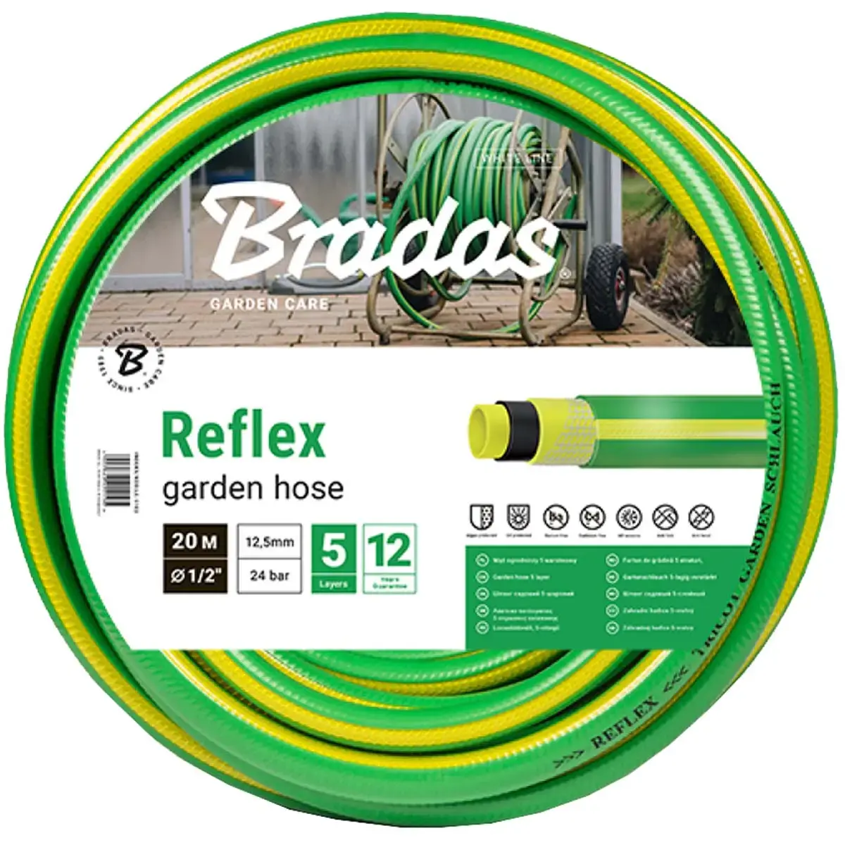 Tuyau d'arrosage REFLEX, 1/2', 50 m, vert/jaune - Bradas photo du produit