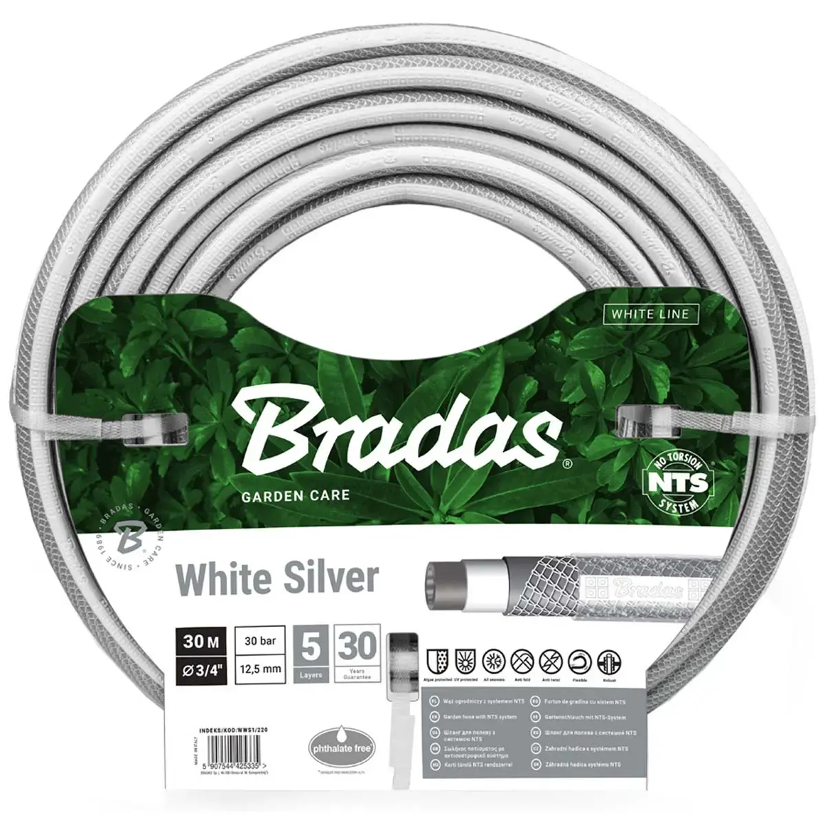 Tuyau d'arrosage NTS WHITE SILVER, 1/2', 50 m - Bradas photo du produit