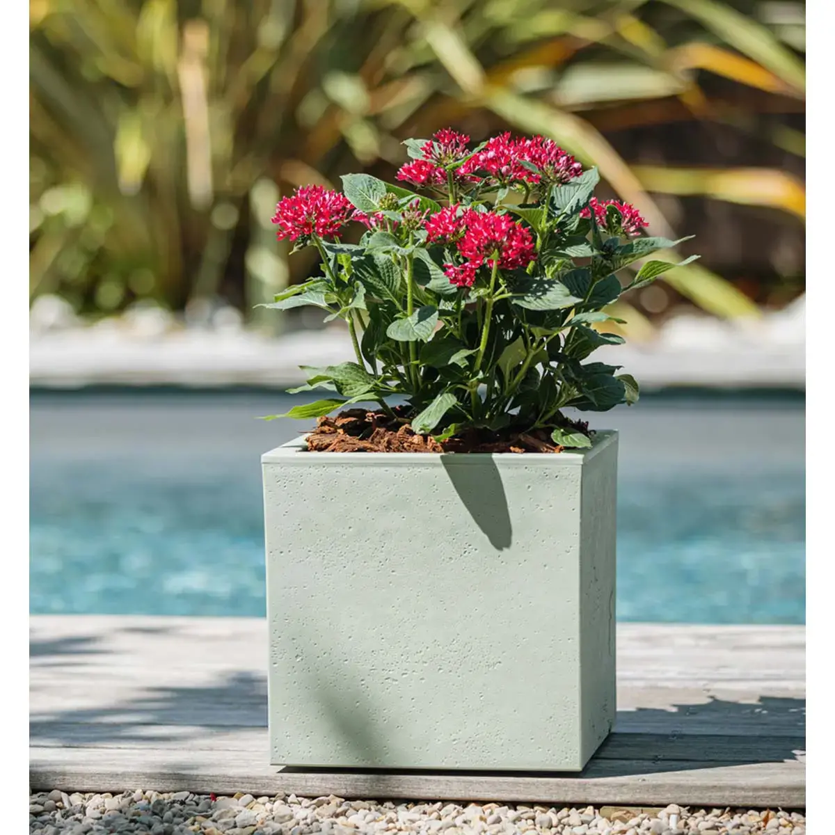 Bac &agrave; plantes BASALT UP, cubique, 295 mm, anthracite - Eda Fontaine photo du produit