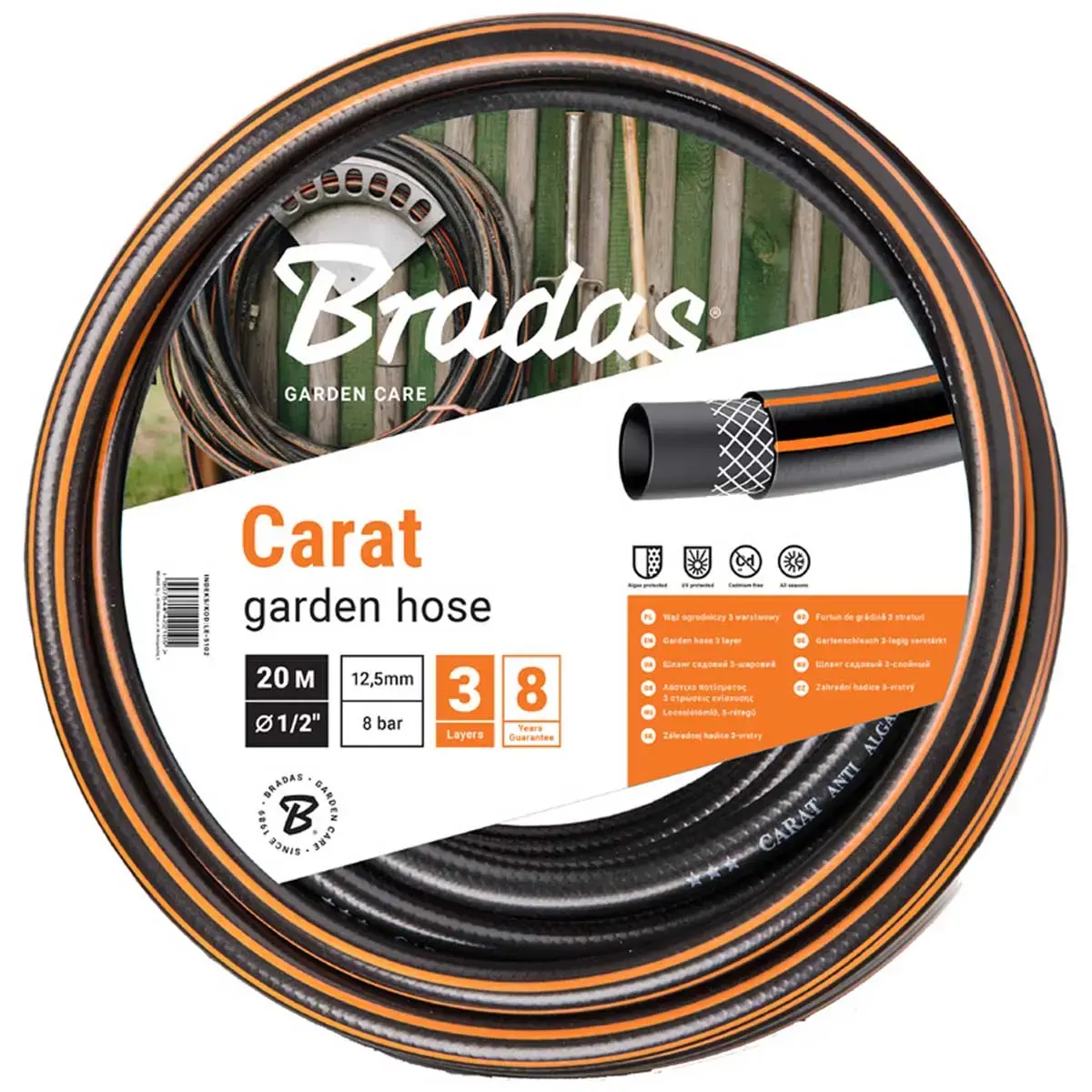 Tuyau d'arrosage CARAT, 3/4', noir/orange, 50 m - Bradas photo du produit