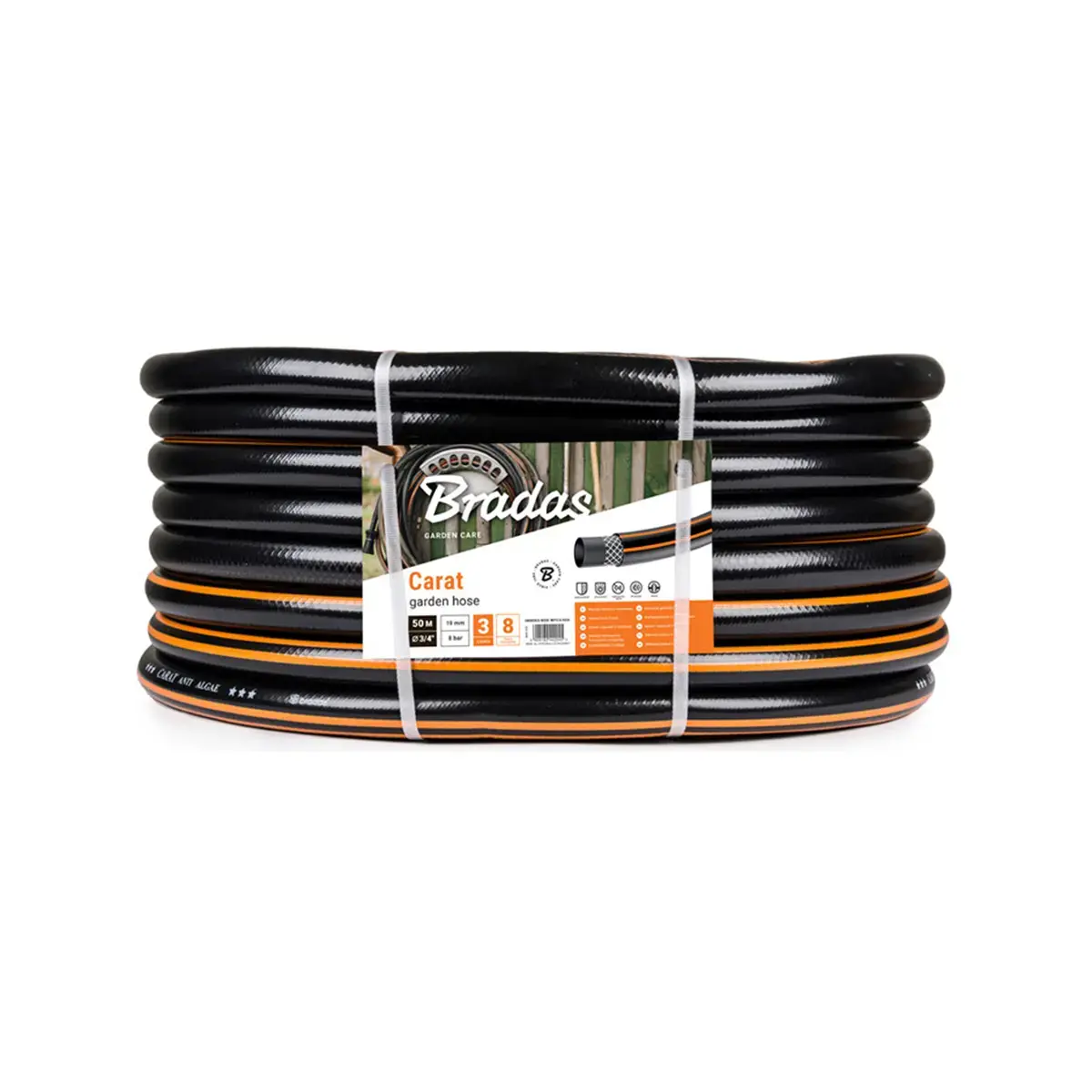 Tuyau d'arrosage CARAT, 3/4', noir/orange, 50 m - Bradas photo du produit