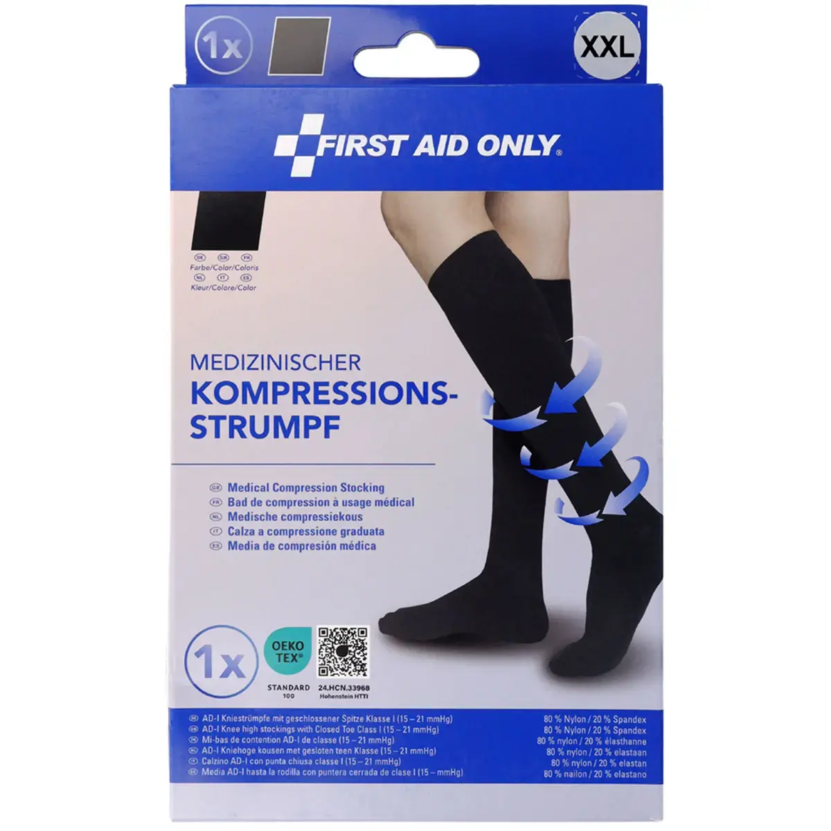 Mi-bas de contention, M, noir - First Aid Only photo du produit