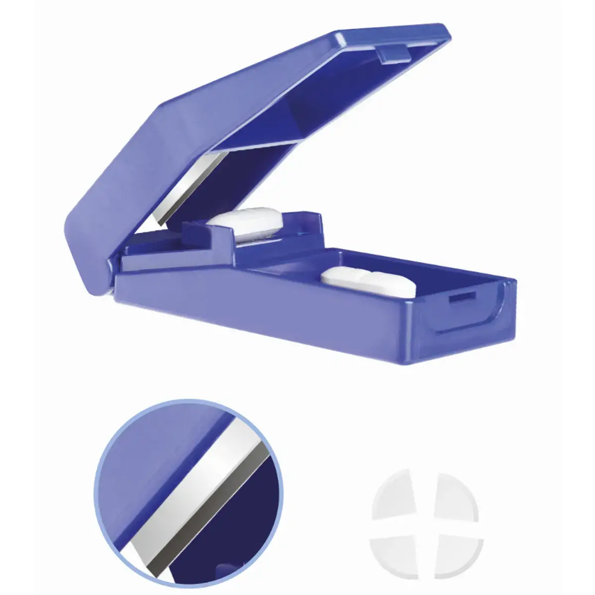 Coupe-comprimé avec réservoir, bleu - Lifemed photo du produit