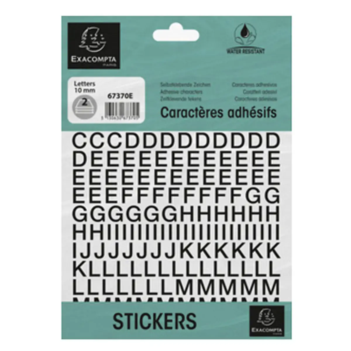 Lettres auto-adhésives A-Z, 60 mm, noir - Exacompta photo du produit