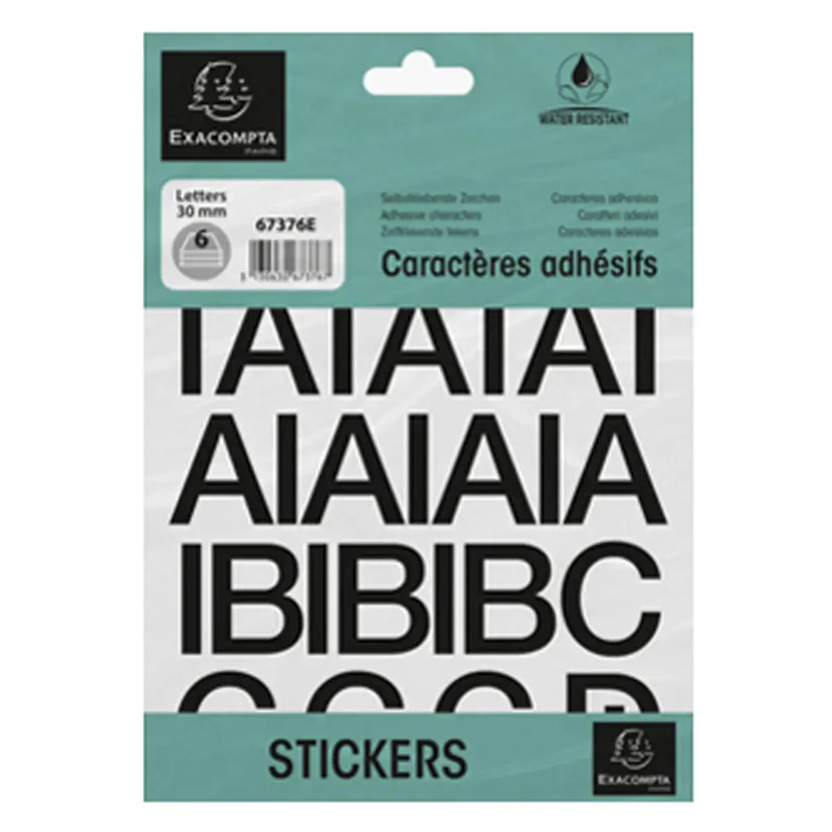 Lettres auto-adhésives A-Z, 60 mm, noir - Exacompta photo du produit