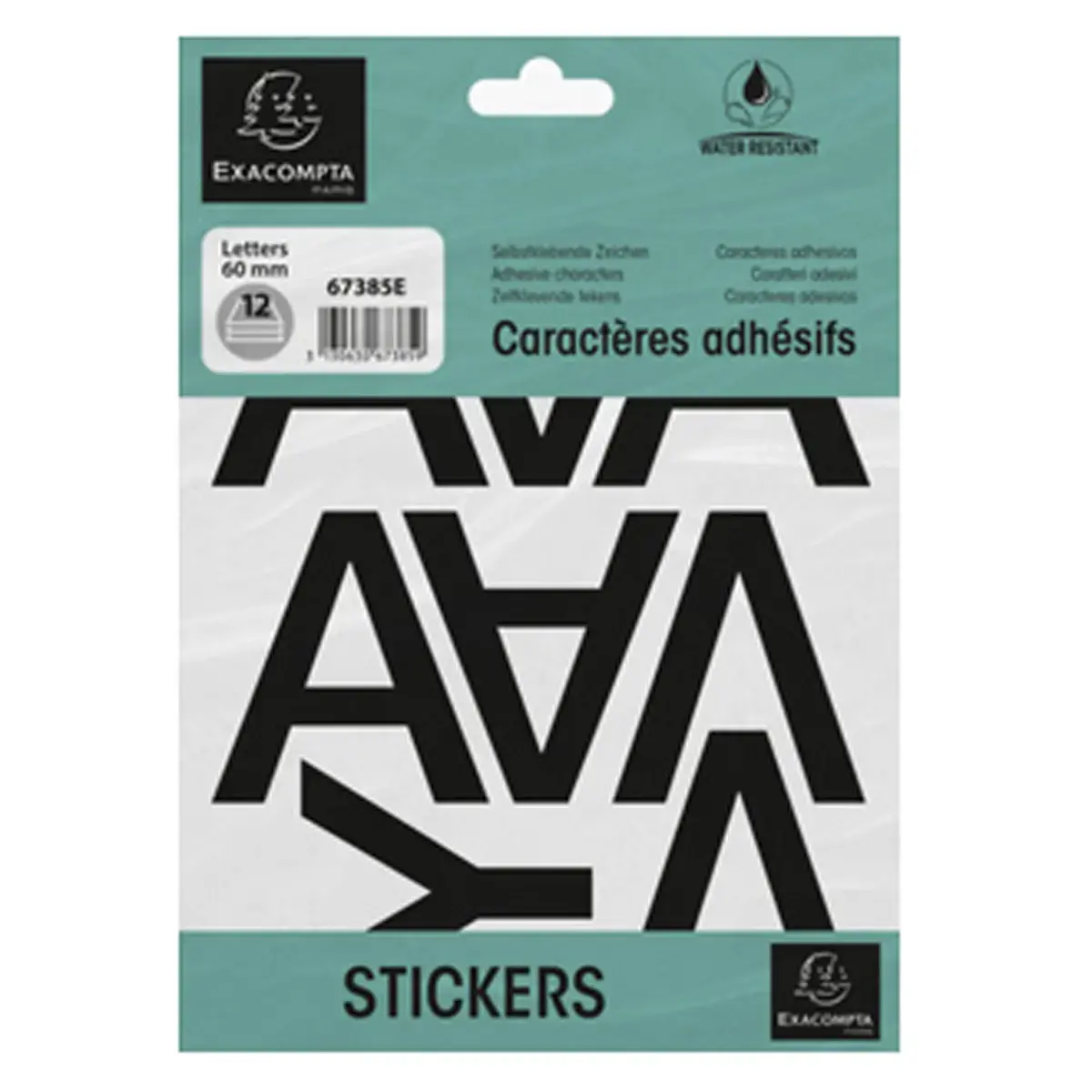 Lettres auto-adhésives A-Z, 60 mm, noir - Exacompta photo du produit