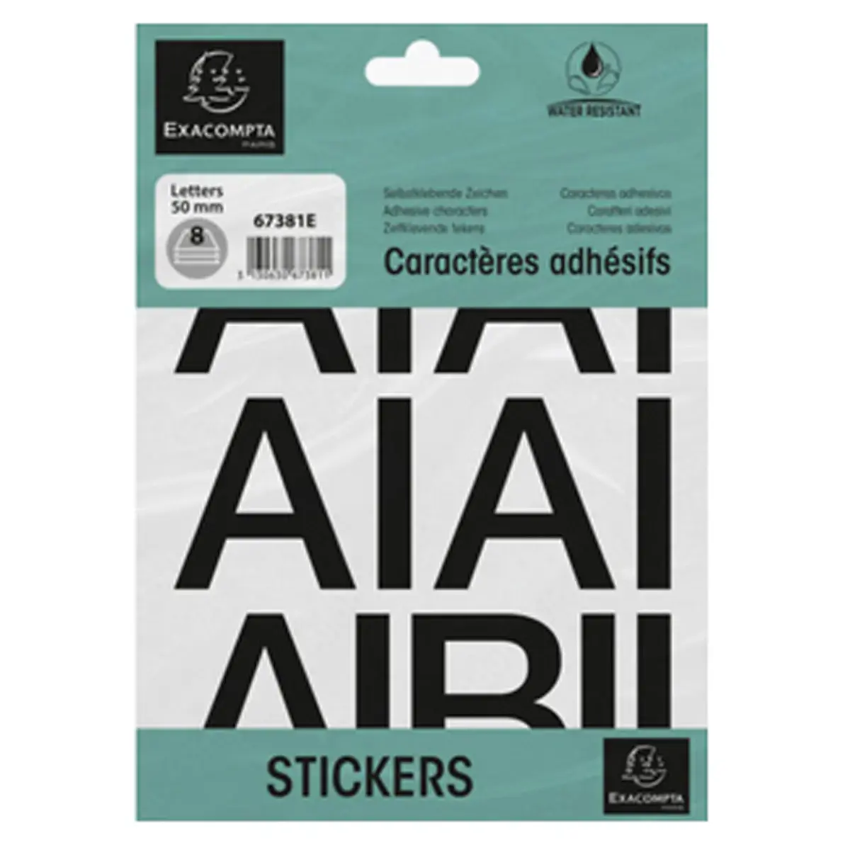 Lettres auto-adhésives A-Z, 40 mm, noir - Exacompta photo du produit