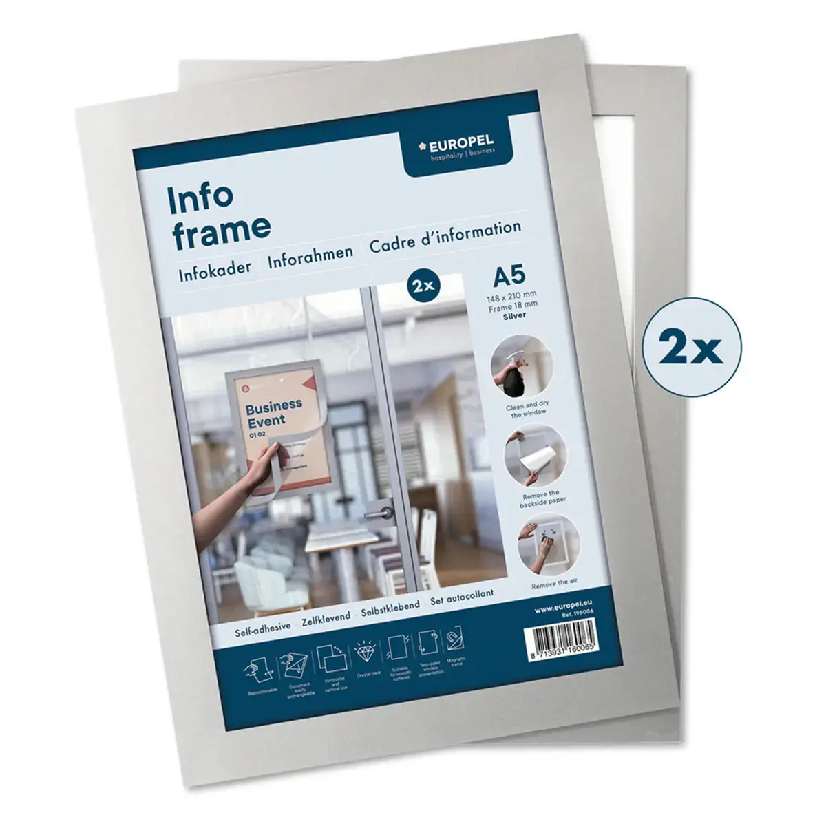 Cadre magn&eacute;tique INFO FRAME, A5, rouge - Europel photo du produit