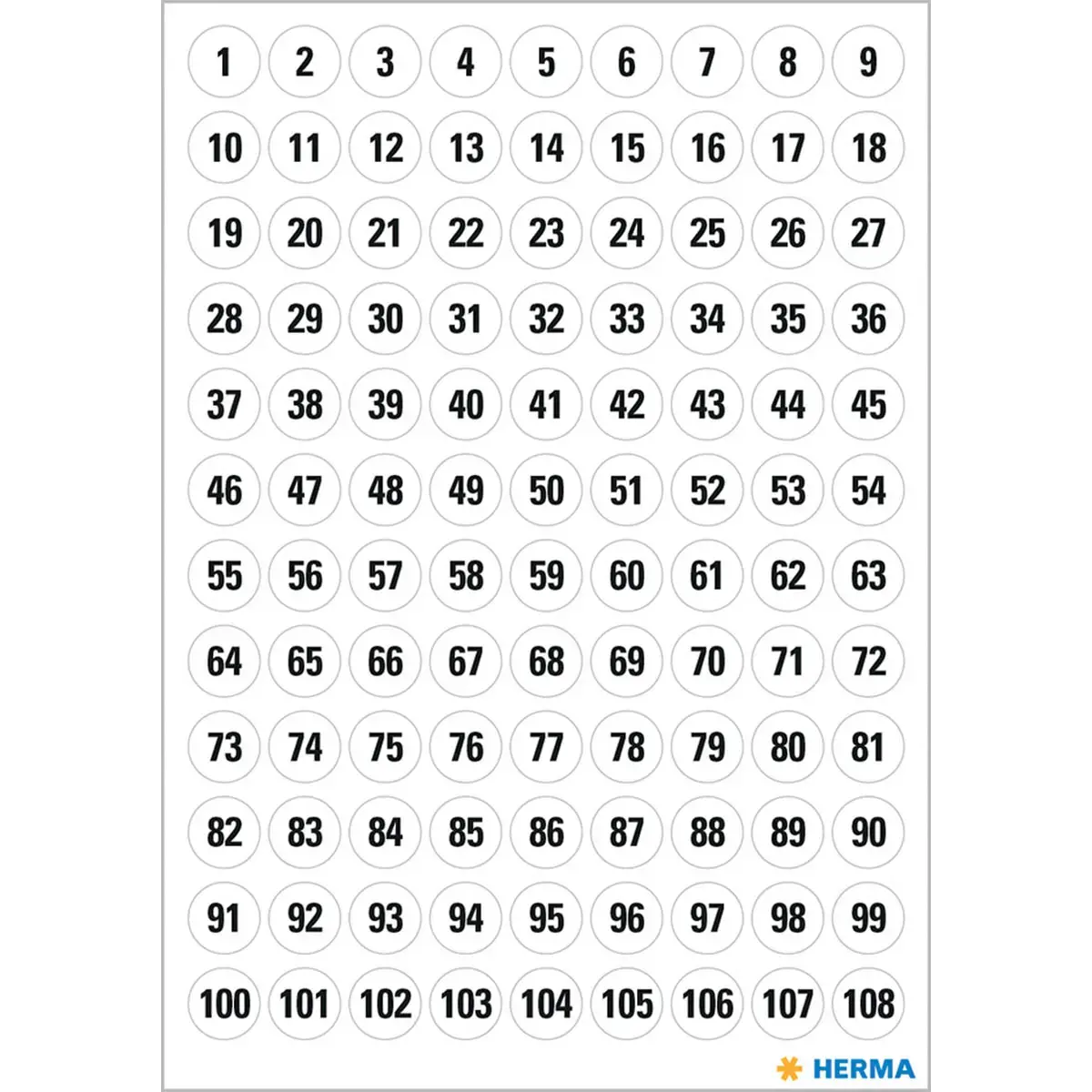 Stickers chiffres 1-240, diamètre: 12 mm, blanc - Herma photo du produit
