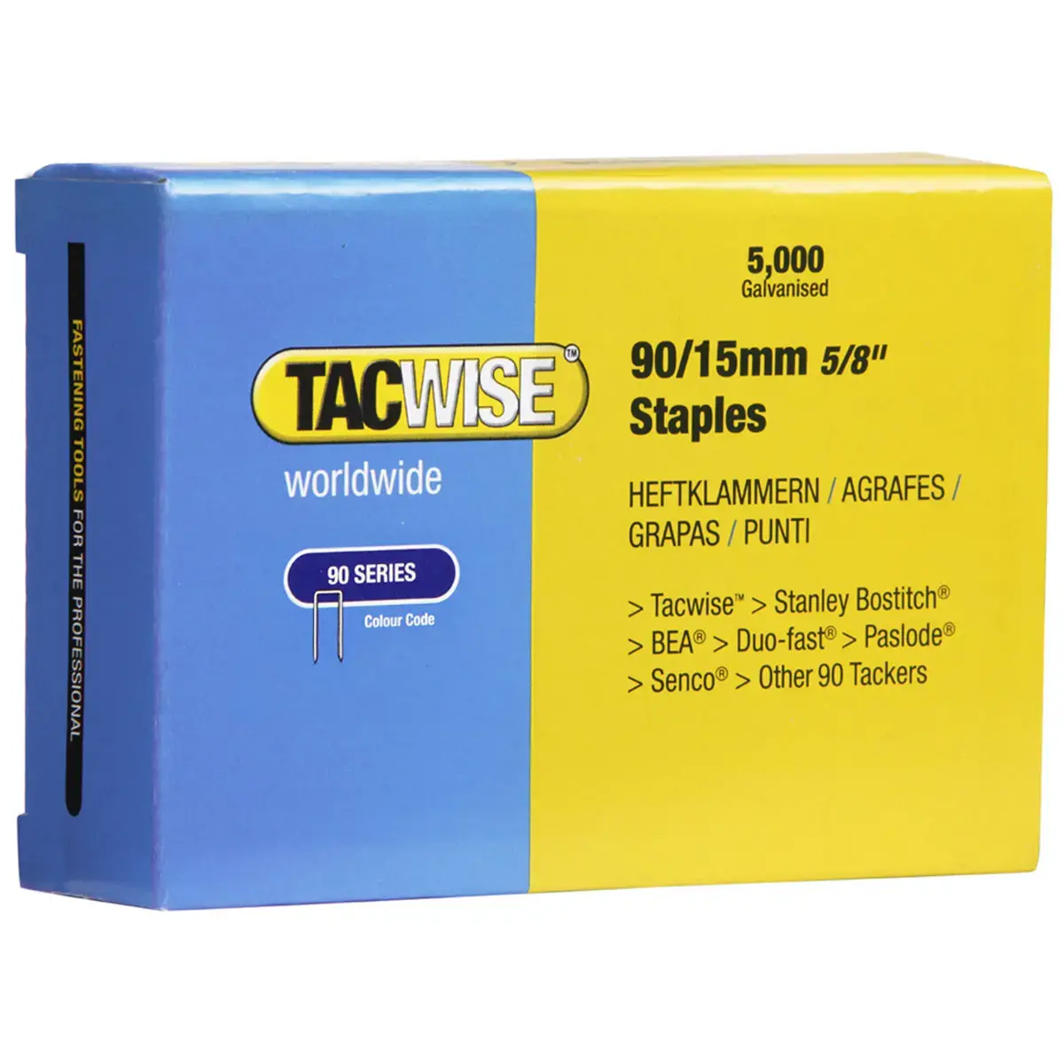 Agrafes étroites 90/25 mm galvanisées, 5.000 pièces - Tacwise photo du produit