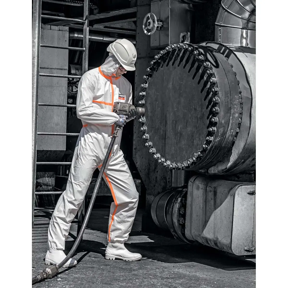 Combinaison de protection jetable 4B, XXL, blanc/orange - Uvex photo du produit