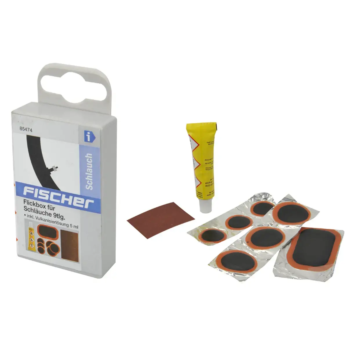 Kit de r&eacute;paration pour v&eacute;lo, 9 pi&egrave;ces - Fischer photo du produit