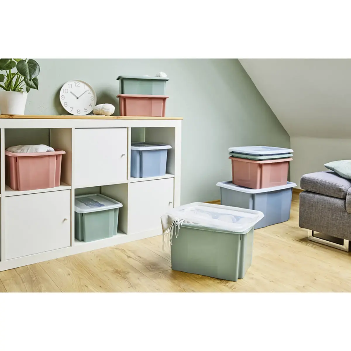 Bo&icirc;te de rangement Emil - 30 L - Bleu - Keeeper photo du produit