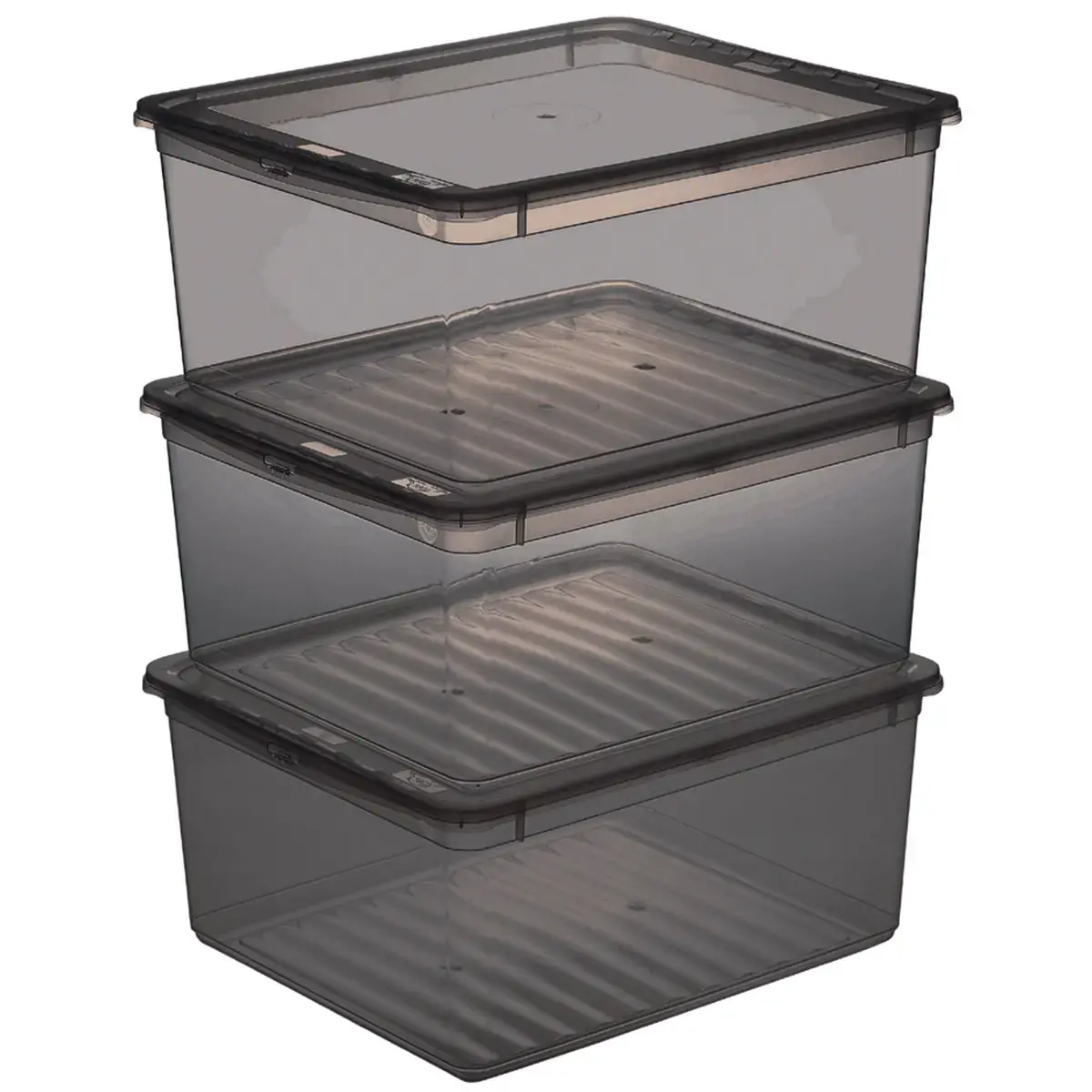 Set de boîtes de rangement Bea - 3 x 18 L - Gris - Keeeper photo du produit