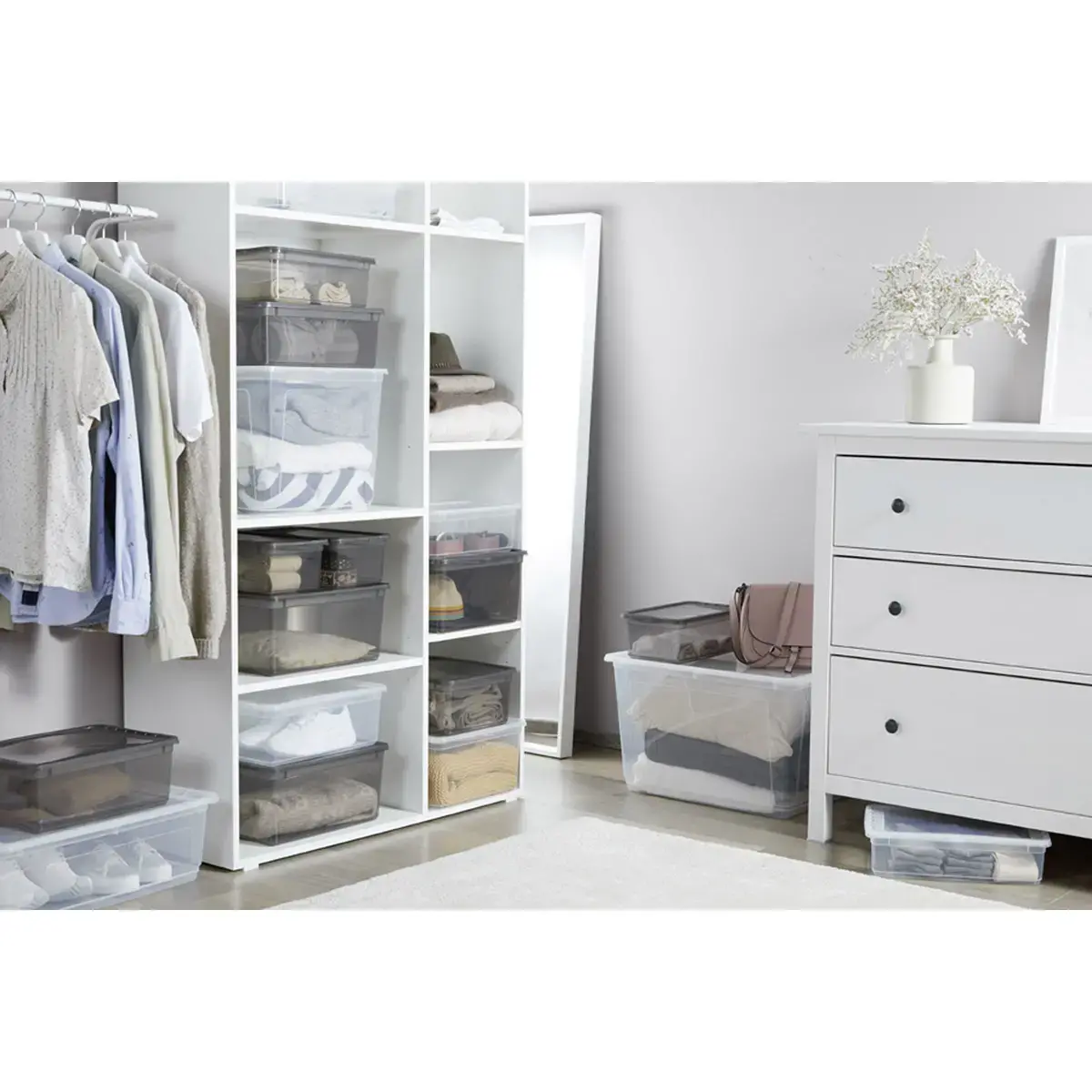 Set de boîtes de rangement Bea - 3 x 18 L - Gris - Keeeper photo du produit