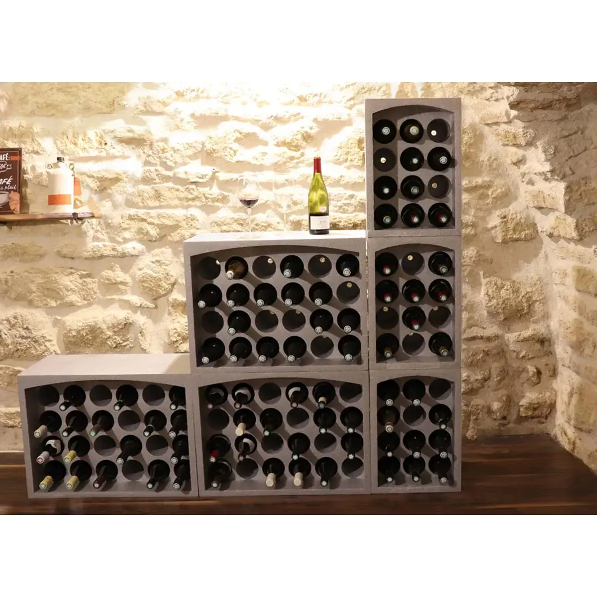 Porte-bouteilles, pour 6 bouteilles, polystyrène, gris - Eda Fontaine photo du produit