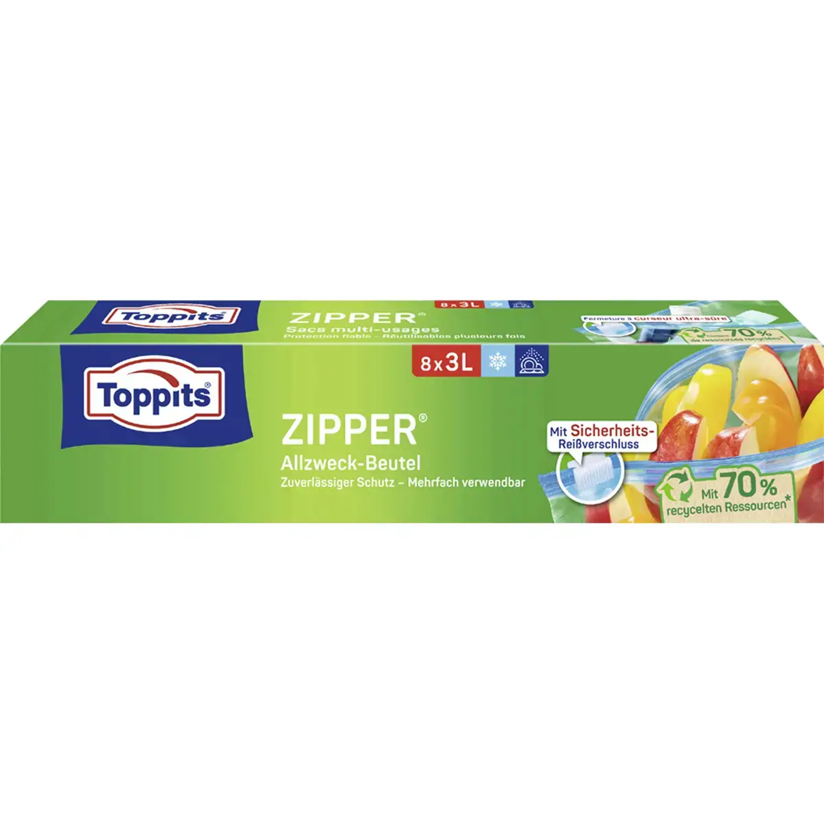 Sachet multi-usages avec zip, 18 x 3 litres - Toppits photo du produit