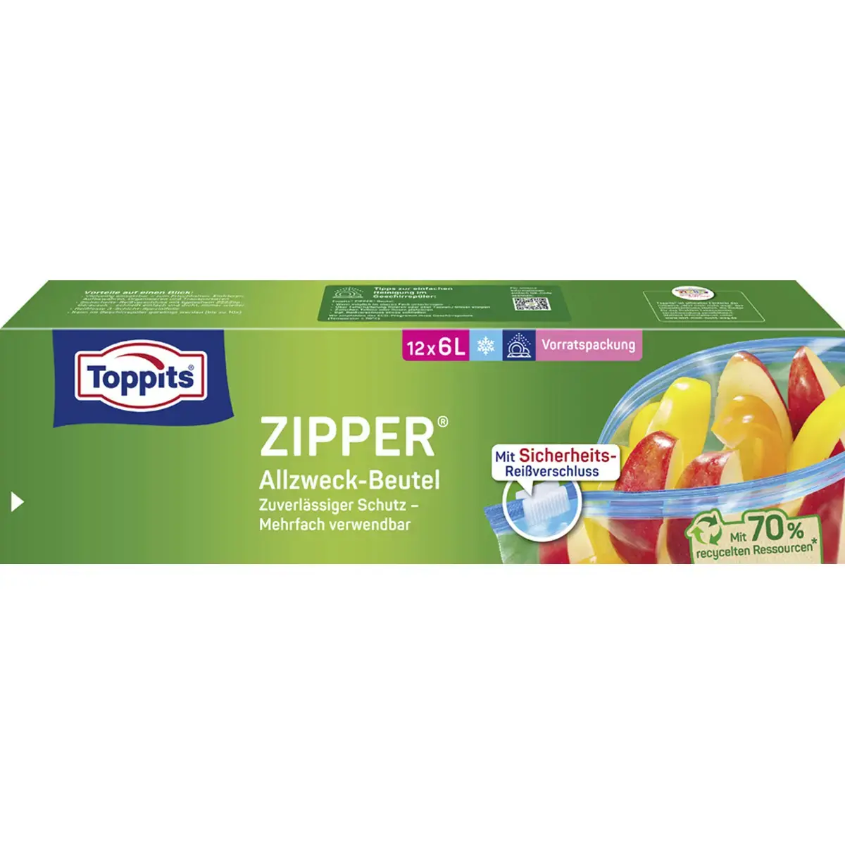 Sachet multi-usages avec zip, 18 x 3 litres - Toppits photo du produit