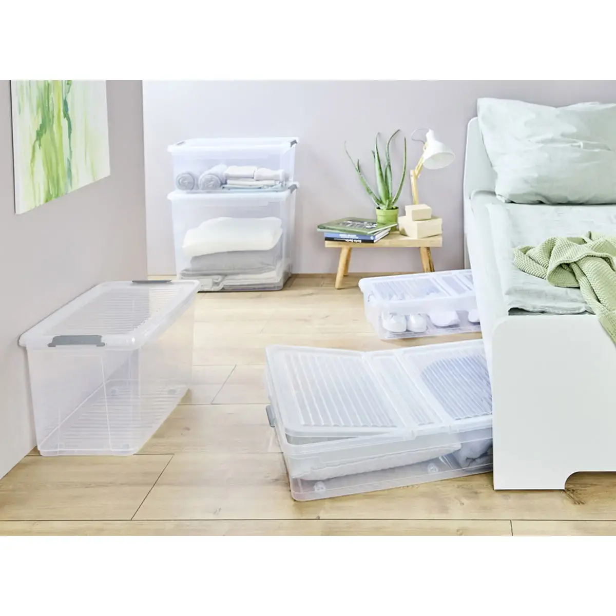 Boîte de rangement Leo - 74 L - Transparent - Keeeper photo du produit