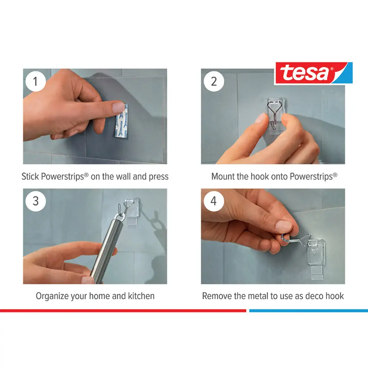 Crochet Powerstrips WIRED HOOK SMALL, transparent - Tesa photo du produit