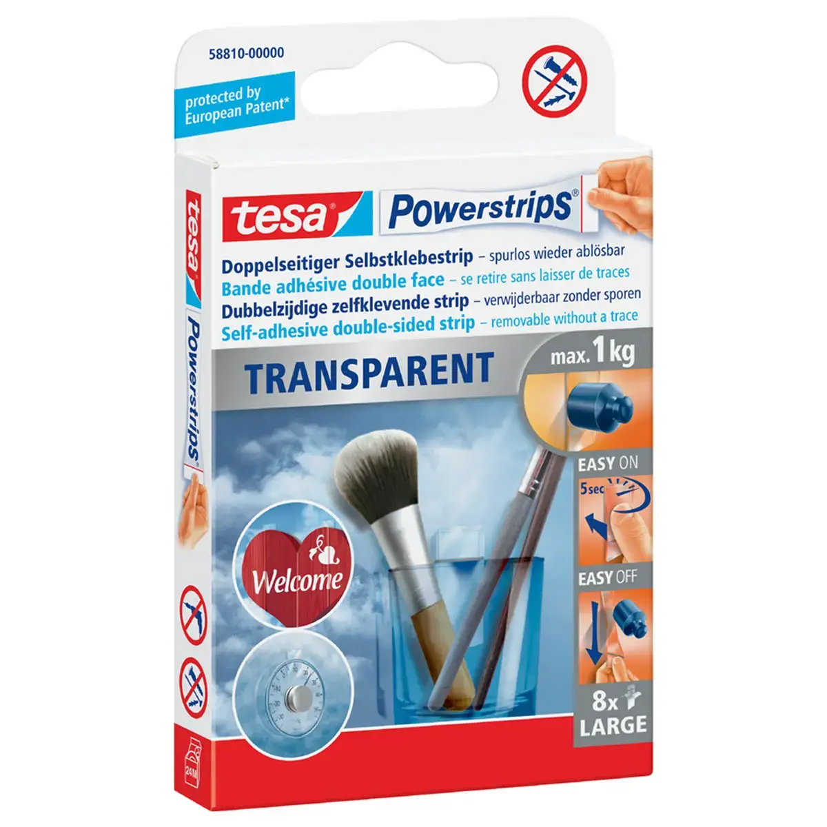 Solution de fixation, fixation: max. 1 kg - Transparent - Tesa photo du produit